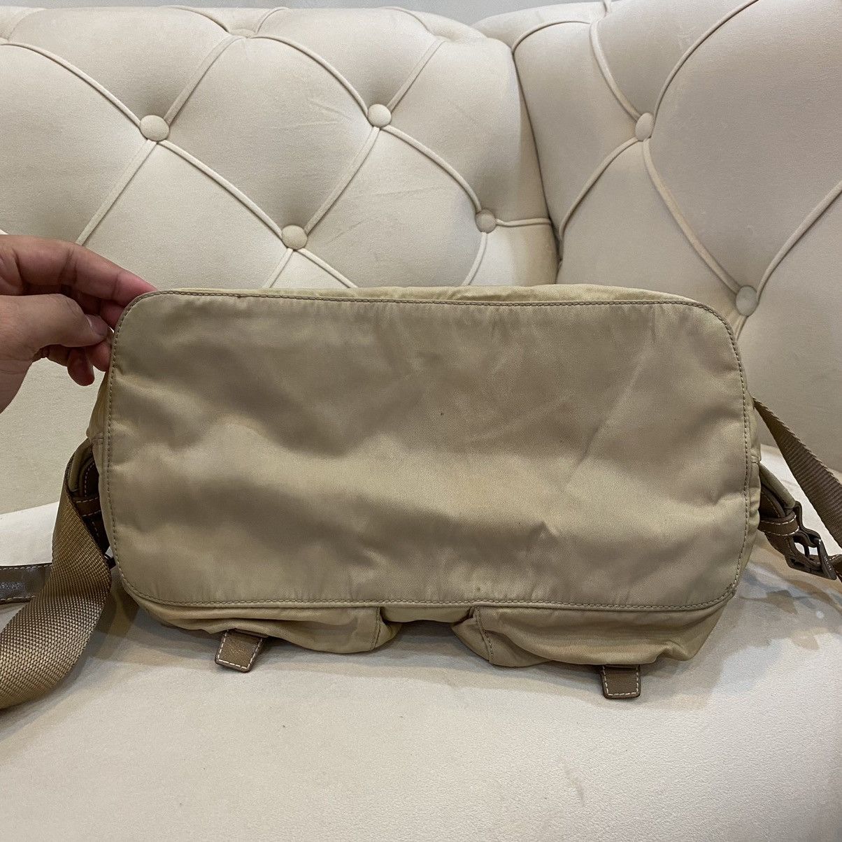 Prada × Vintage Vintage Prada Cammello Brown Nylon Vela Backpack Size ONE SIZE - 13 Thumbnail