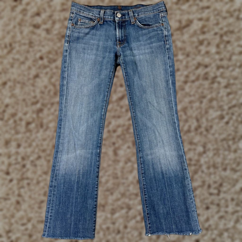 7 For All Mankind 7 For All Mankind Jeans Women 28 Blue Denim Bootcut Raw Hem Distressed Cotton Size 28" / US 6 / IT 42 - 1 Thumbnail