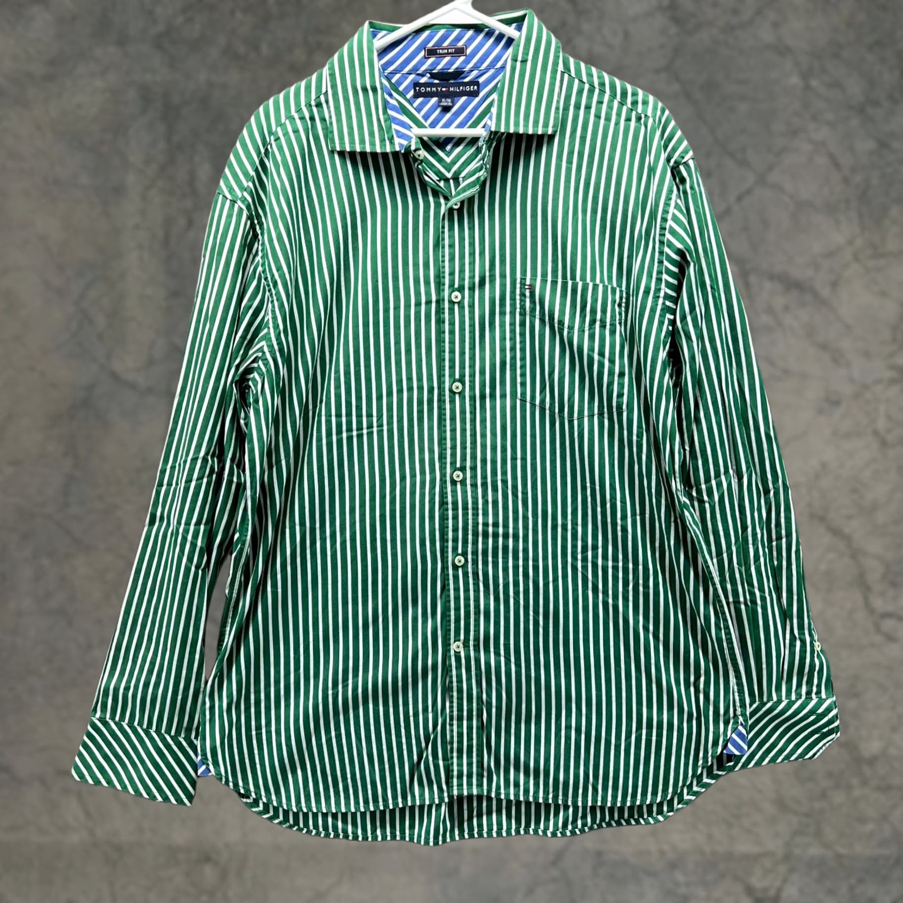 Tommy Hilfiger Tommy Hilfiger Shirt Mens XL Green Button-Down Striped Preppy Vintage Style Shirt Size US XL / EU 56 / 4 - 1 Thumbnail