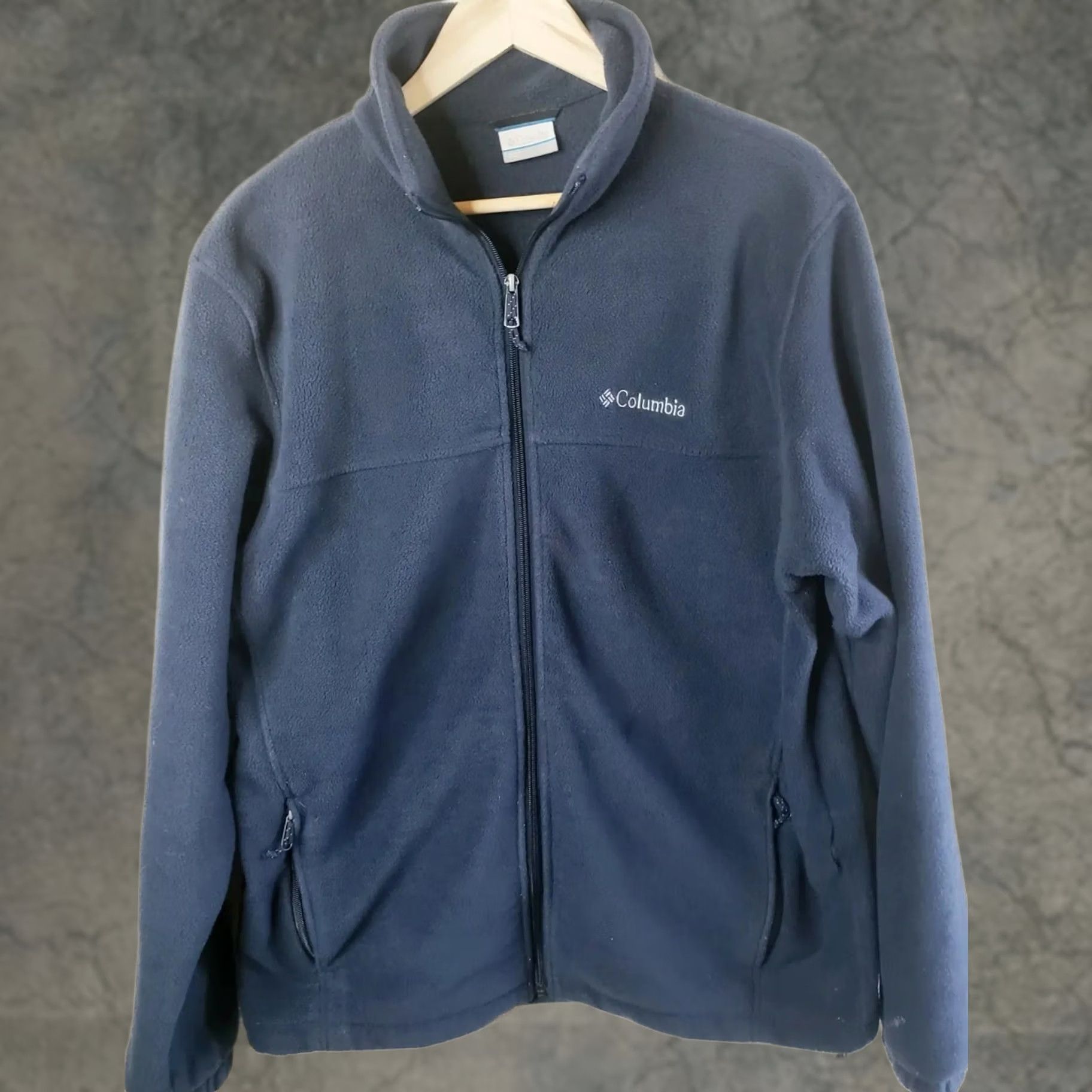 Vintage Columbia Fleece Jacket Men's L Navy Blue Solid Full Zip Long Sleeves Mock Neck Mens Jacket Size US L / EU 52-54 / 3 - 1 Thumbnail