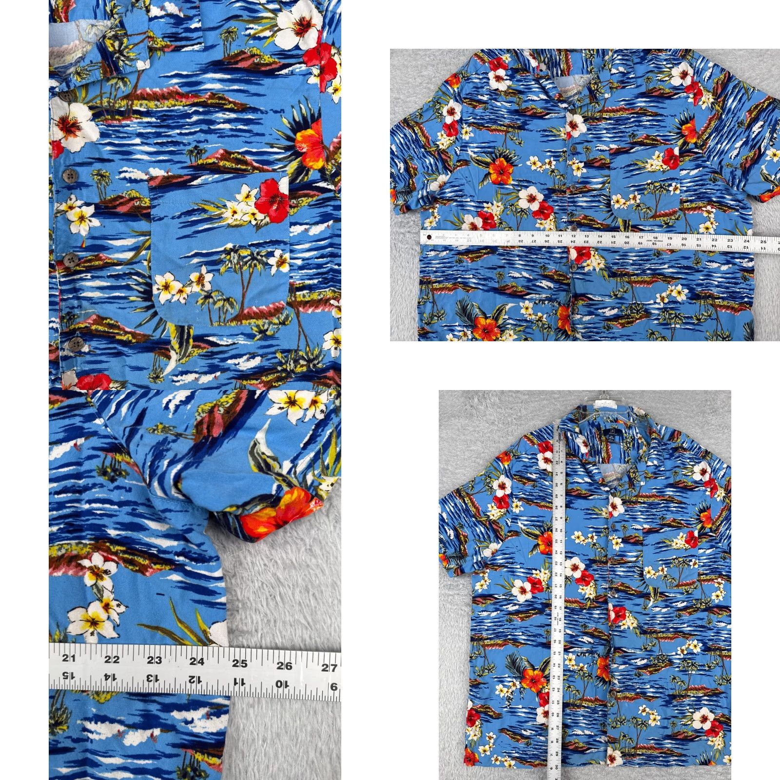 George George Shirt Men 2XL Blue Floral Island Hawaiian 100% Rayon Button-Up Size US XXL / EU 58 / 5 - 8 Thumbnail