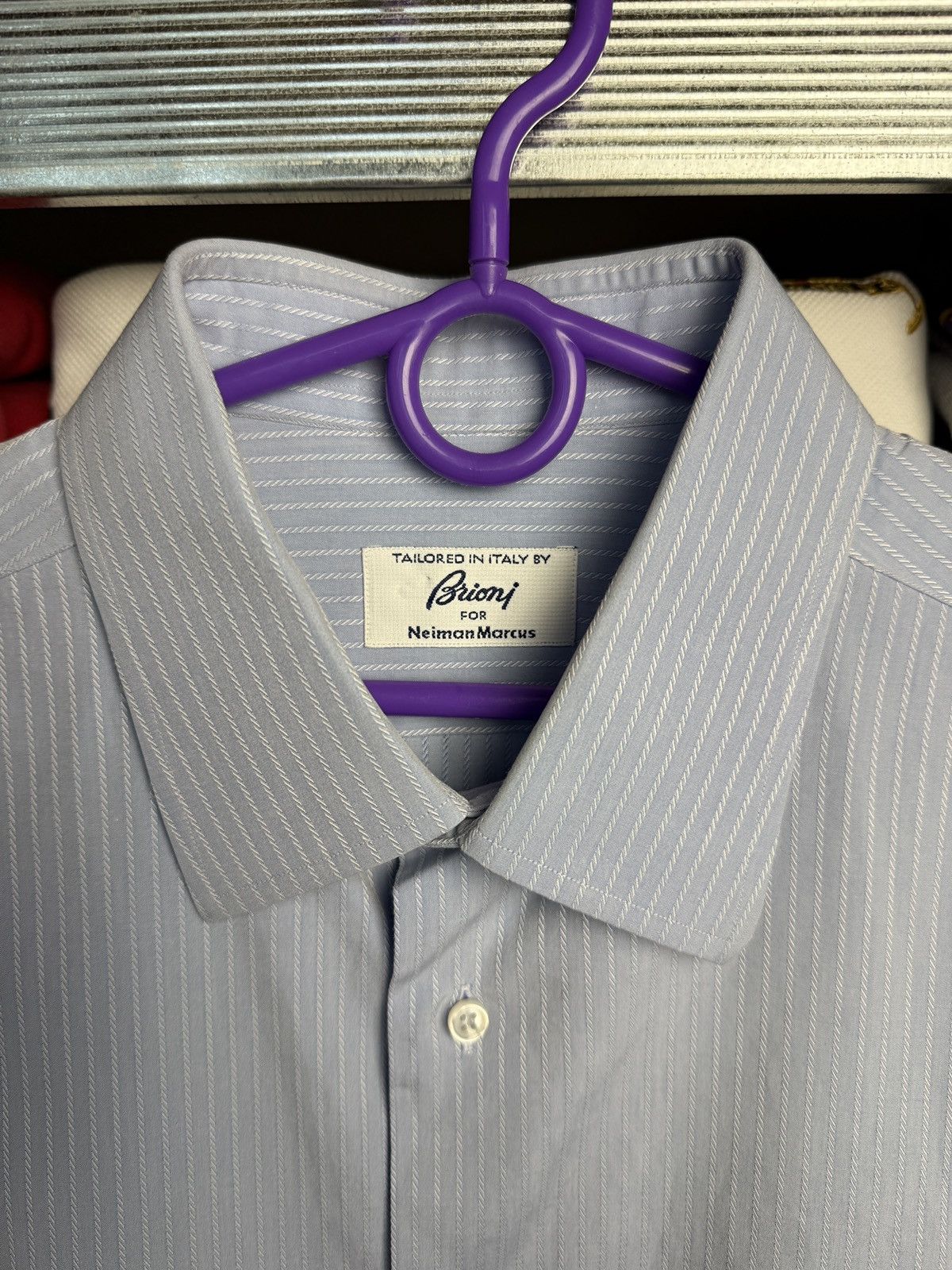 Brioni Vintage Brioni Shirt Made in Italy Stripped Blue Size US L / EU 52-54 / 3 - 8 Thumbnail