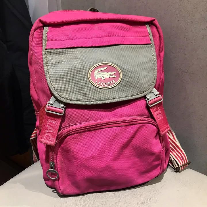 Designer × Lacoste × Vintage Lacoste Pink Backpack Times To Back To School Material Pvc Size ONE SIZE - 1 Thumbnail