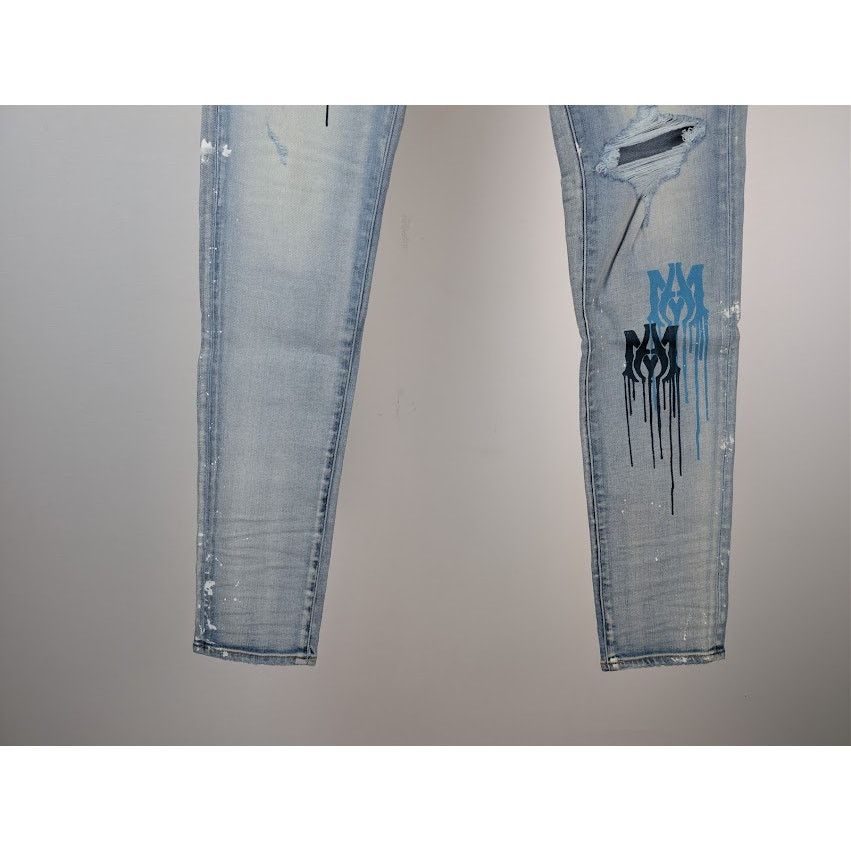 Amiri o1rshd1 MA Drip Skinny Denim Jeans in Light Indigo 32 Size US 32 / EU 48 - 4 Thumbnail
