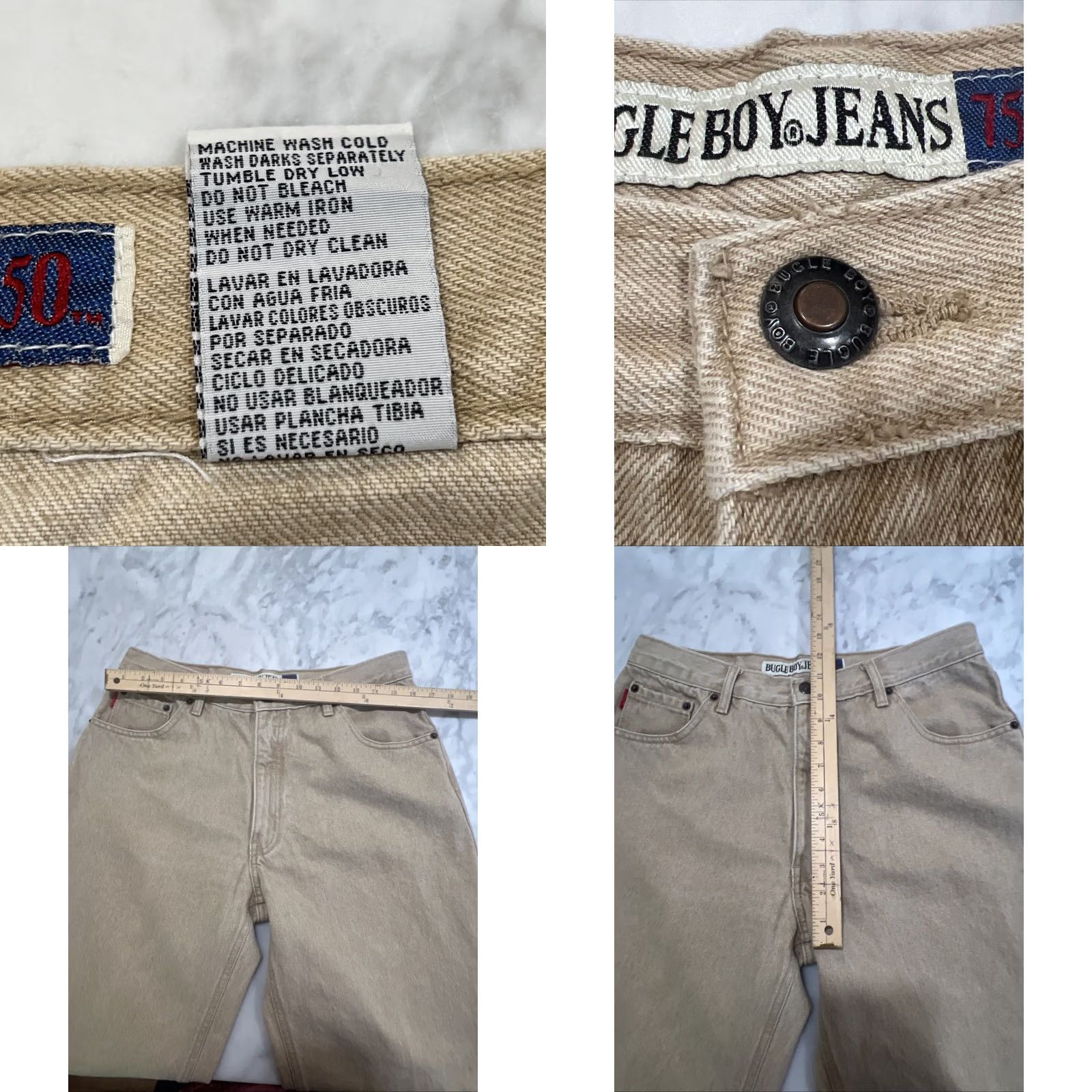 Bugle Boy VINTAGE Bugle Boy 750 Khaki Jeans 32x32 Cotton 1990s Mens Jeans Beige 1990s Size US 32 / EU 48 - 9 Thumbnail