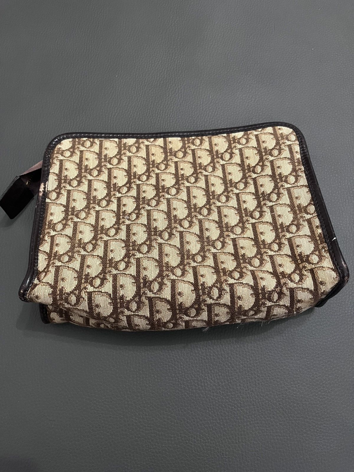 Vintage Christian Dior Black Coated Canvas Cosmetic Clutch