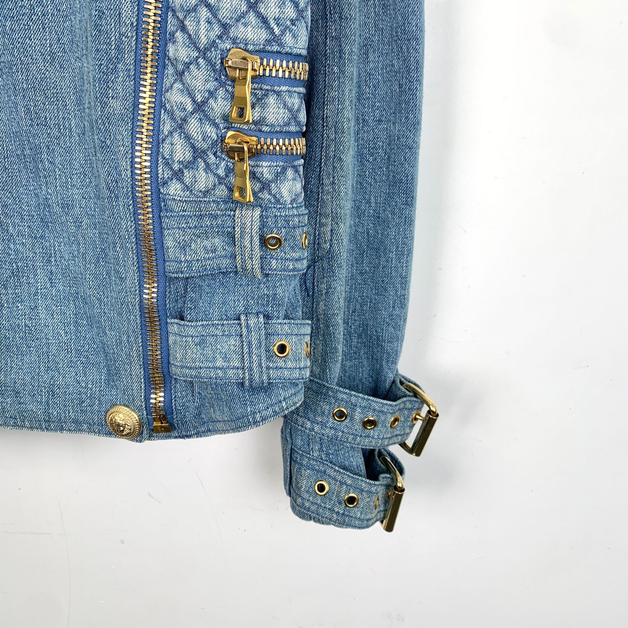 Balmain Balmain Blue Gold-Button Cotton Denim Jacket (Size XS) Size XS / US 0-2 / IT 36-38 - 6 Thumbnail