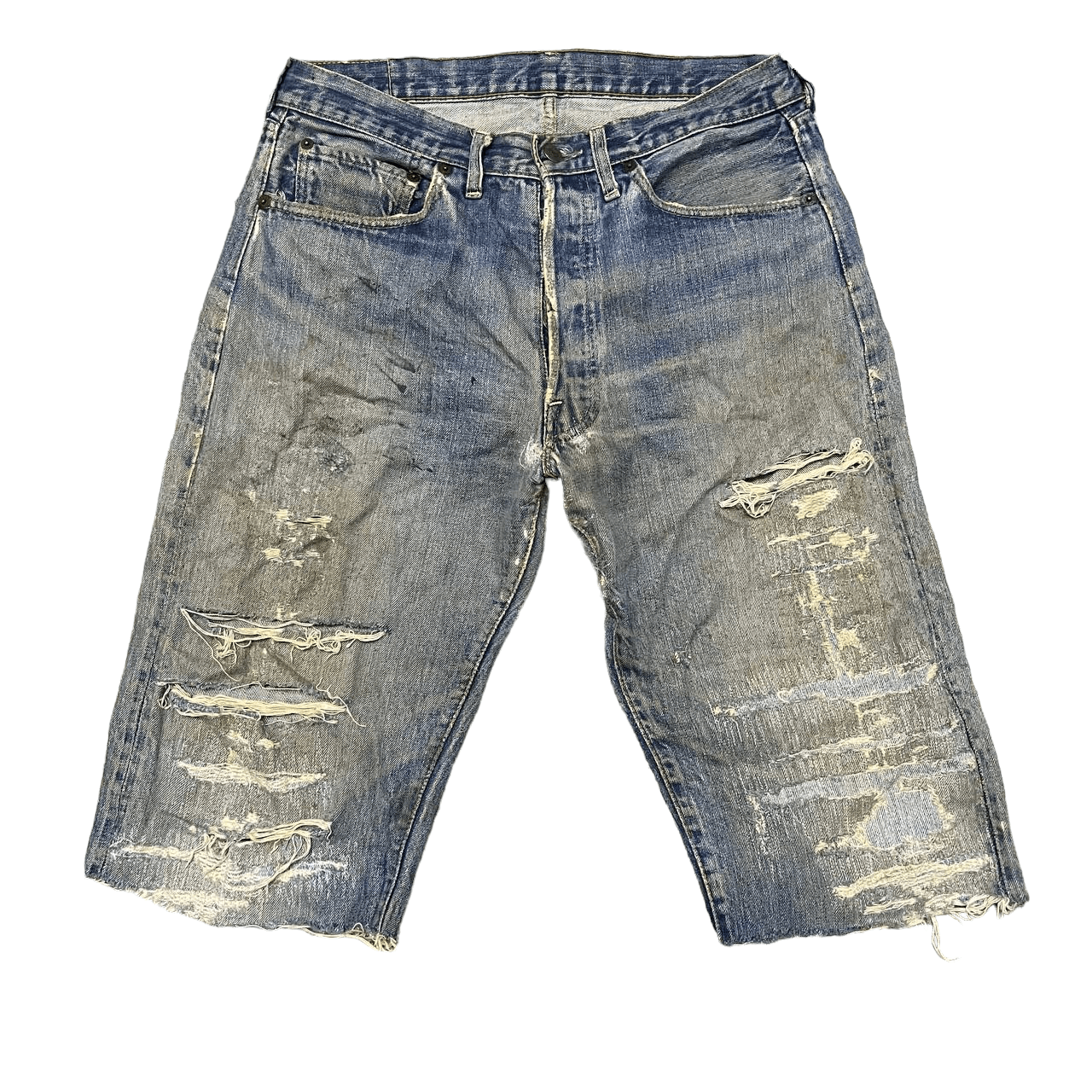 Levi's Vtg Levi's Big E Selvedge Button No.2 Thrashed Cuttoff Denim Size US 32 / EU 48 - 1 Thumbnail
