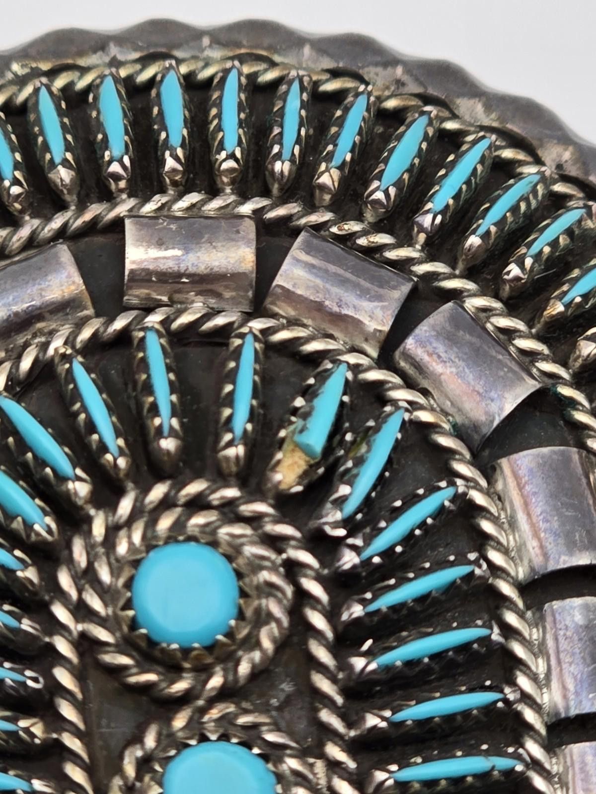 Other Jason Yazzie Sterling Needlepoint Turquoise Belt Buckle Size ONE SIZE - 6 Thumbnail
