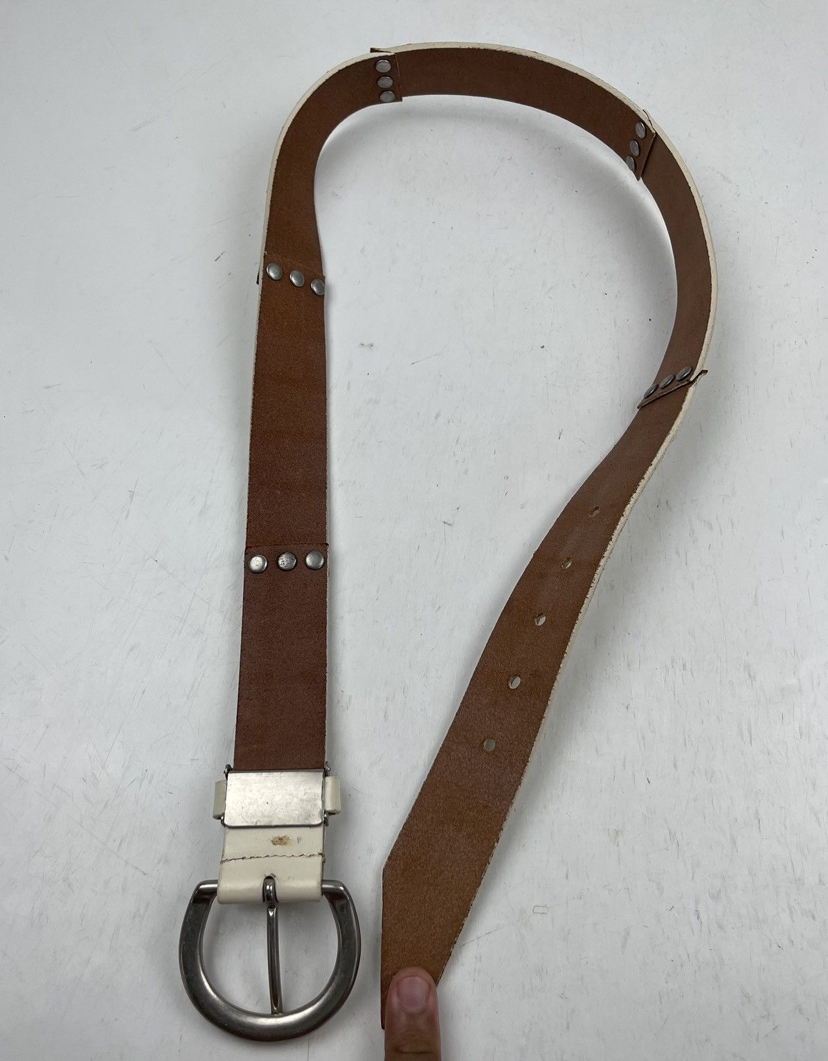 Japanese Brand studded leather belt tc39 Size 32 - 9 Thumbnail