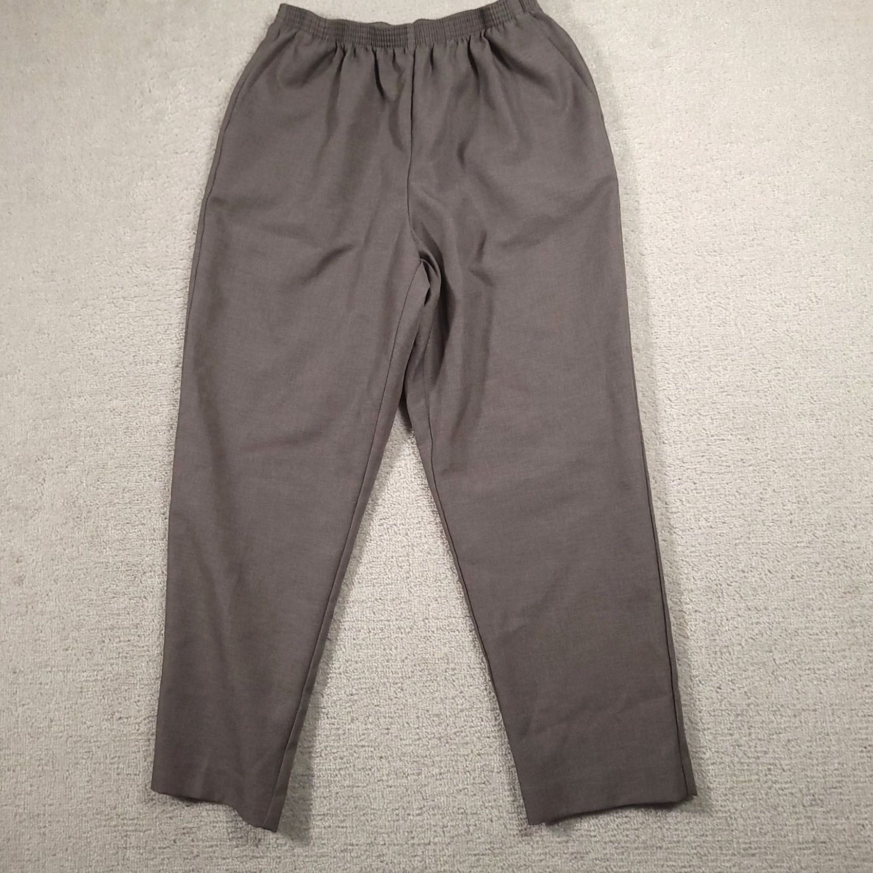 Vintage Alfred Dunner Pants Womens 14 Gray Elastic Waist Pull On Dress Pants Size 36" / US 14 / IT 50 - 2 Thumbnail