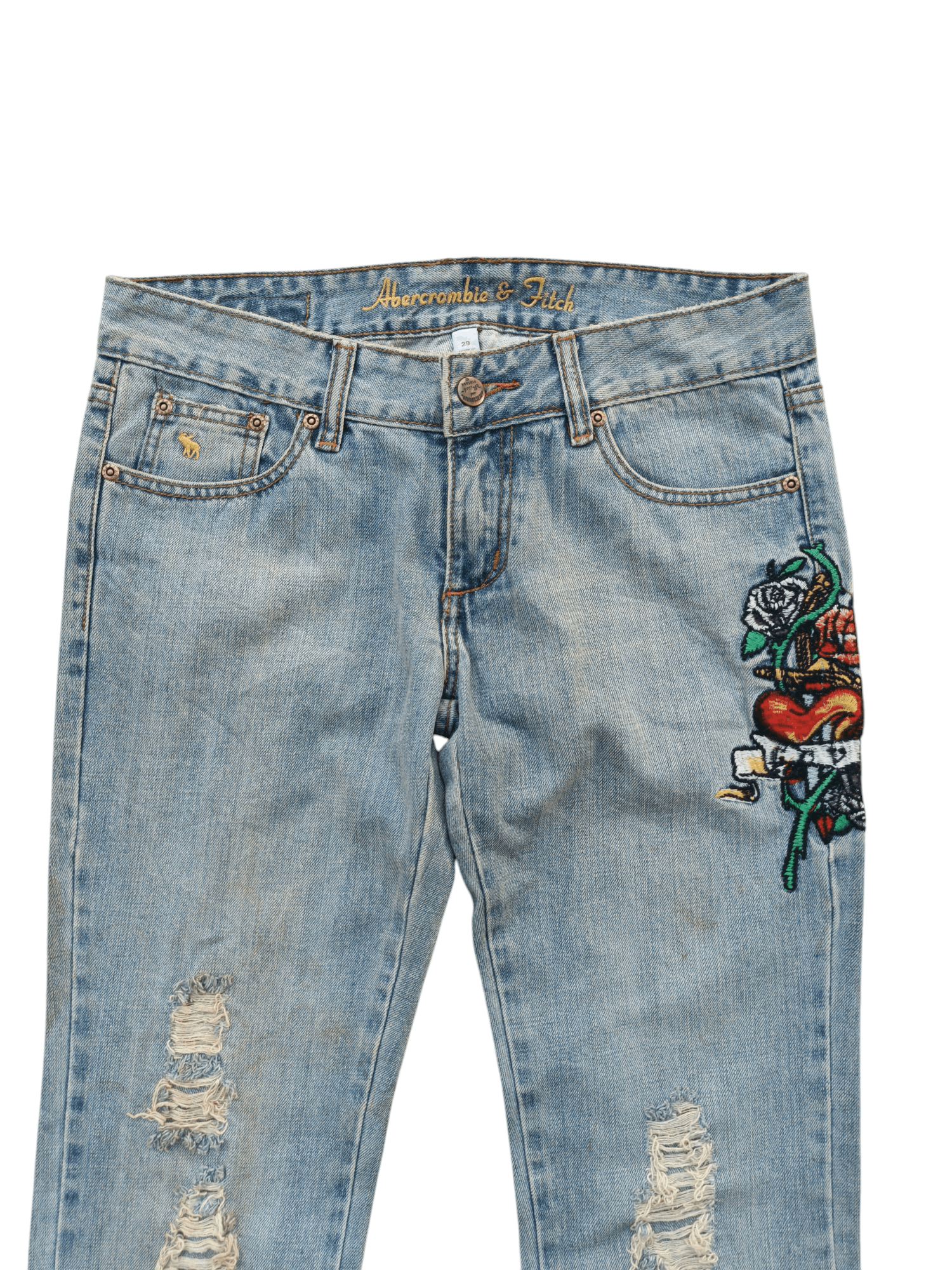 Abercrombie & Fitch FLARED Abercrombie & Fitch Distressed Embroidery Denim E218 Size US 30 / EU 46 - 15 Thumbnail