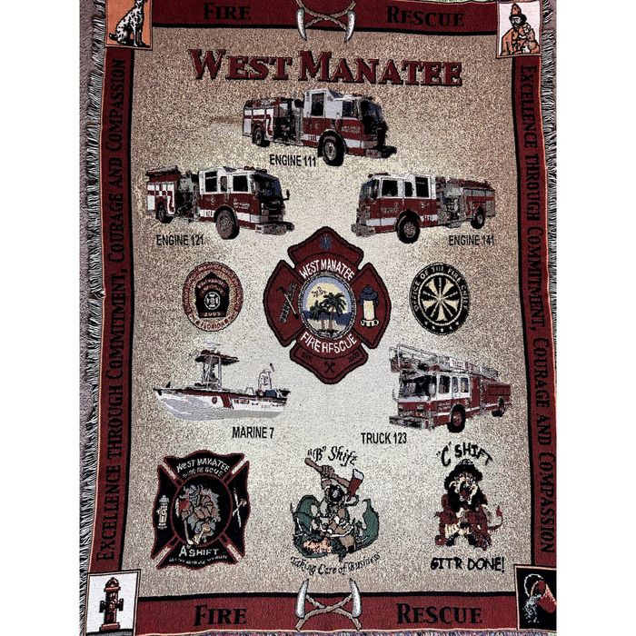 Vintage Vintage West Manatee Fire Rescue Tapestry Throw Blanket | Grailed