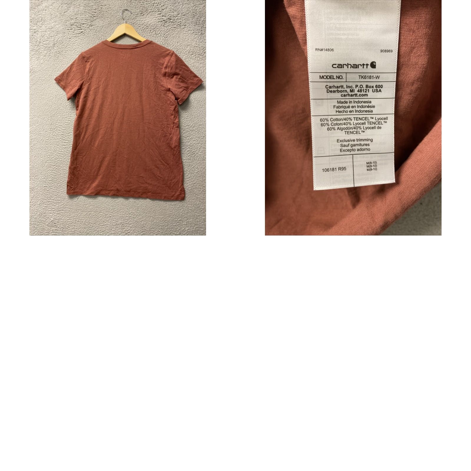 Carhartt VINTAGE Carhartt Women's T-Shirt Short Sleeve Graphic Tee Lightweigt Moss Red Medium Size 32" / US 10 / IT 46 - 8 Thumbnail