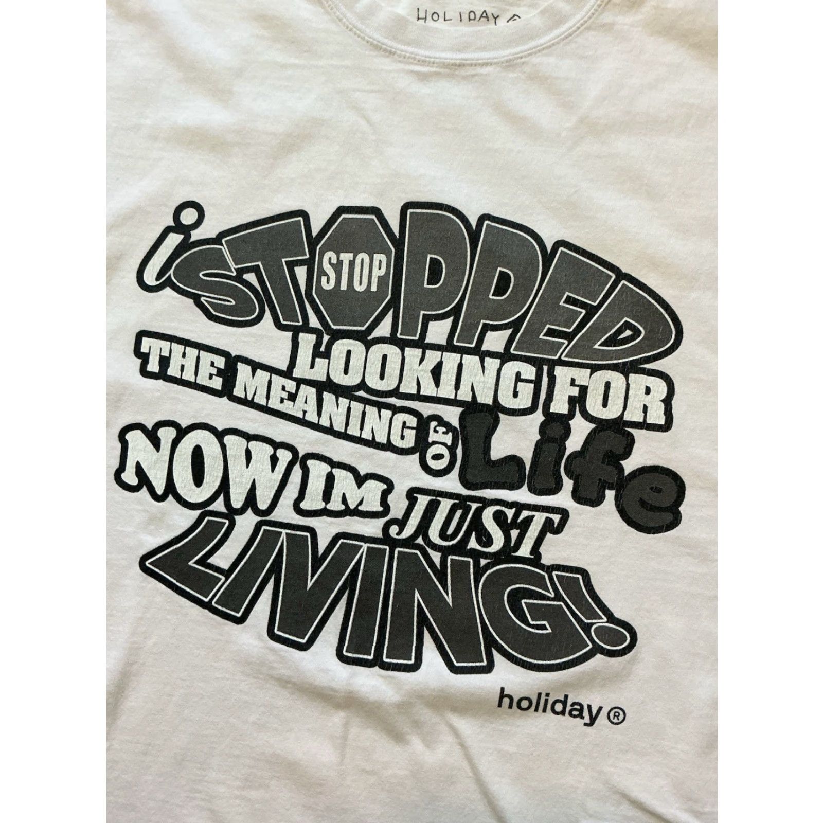 J Brand VINTAGE Holiday Nick Holiday Stopped Looking For The Meaning Of Life Now I’m Just Living Graphic T-Shirt XL White Men Shirt Size US XL / EU 56 / 4 - 6 Thumbnail