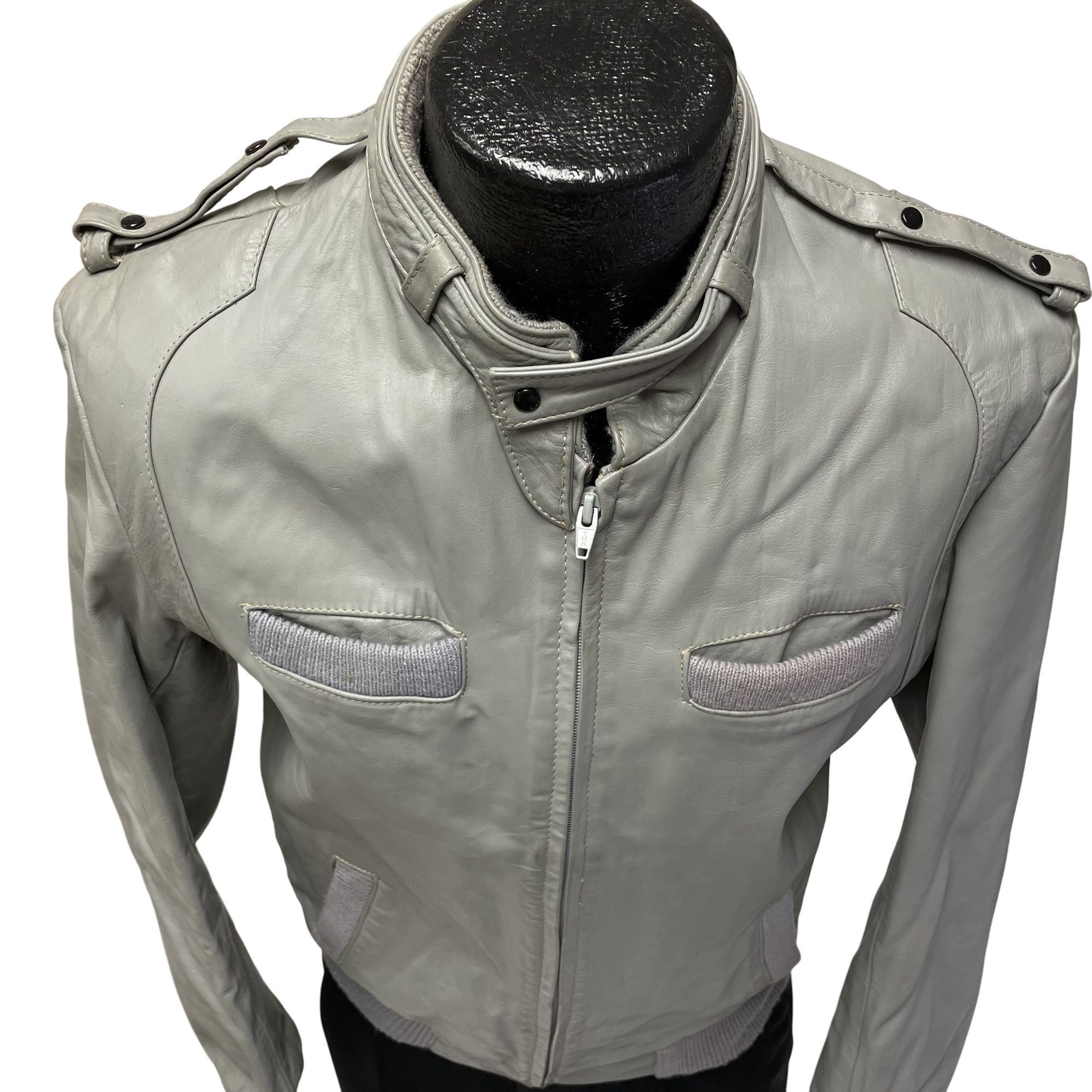 Other Vtg Leather CAFE RACER Motorcycle Biker Bomber Jacket Size US S / EU 44-46 / 1 - 2 Thumbnail