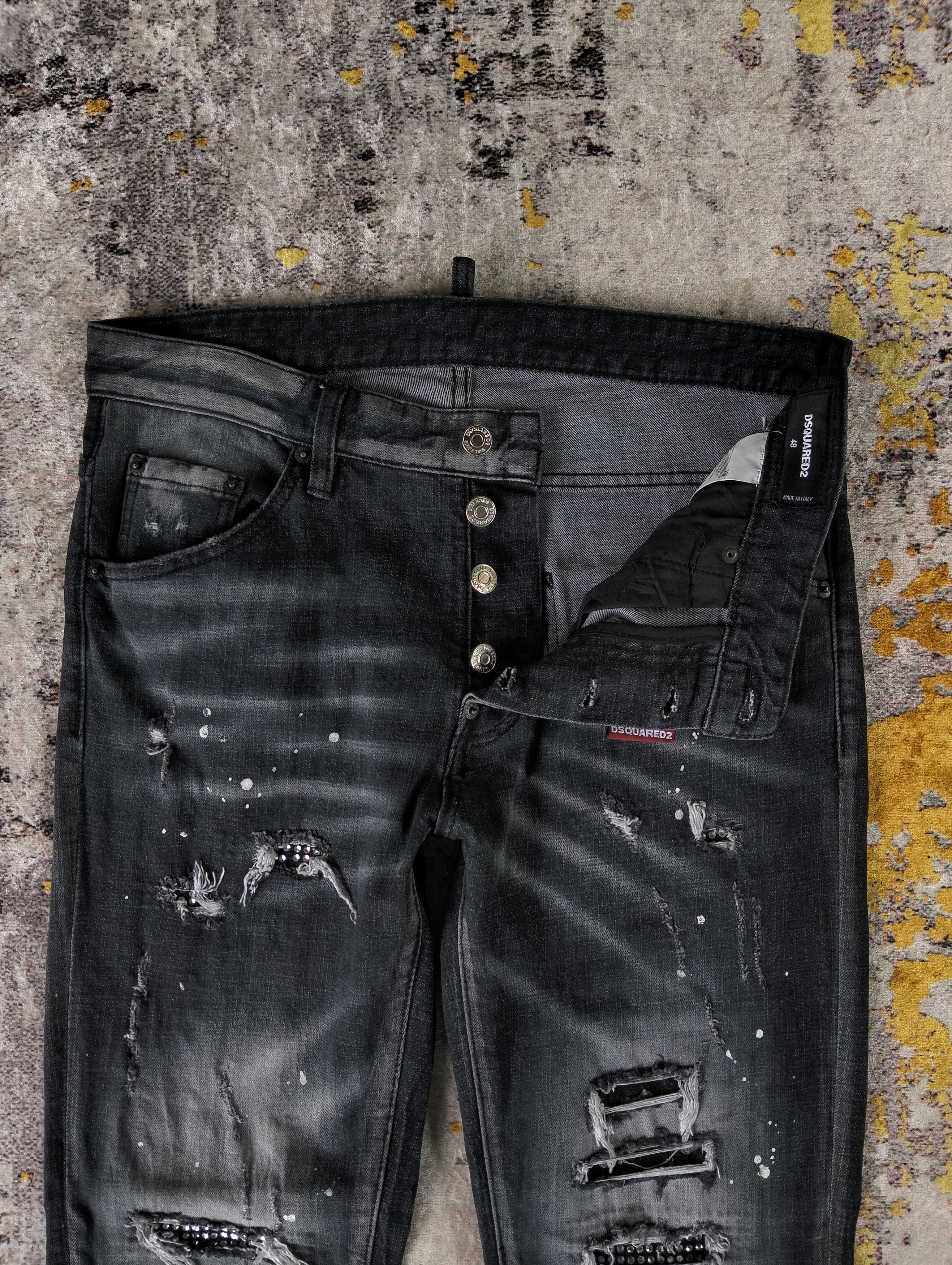 Dsquared2 Distressed Dsquared2 Paint Splatter Rhinestone Skinny Jeans Size US 32 / EU 48 - 11 Thumbnail
