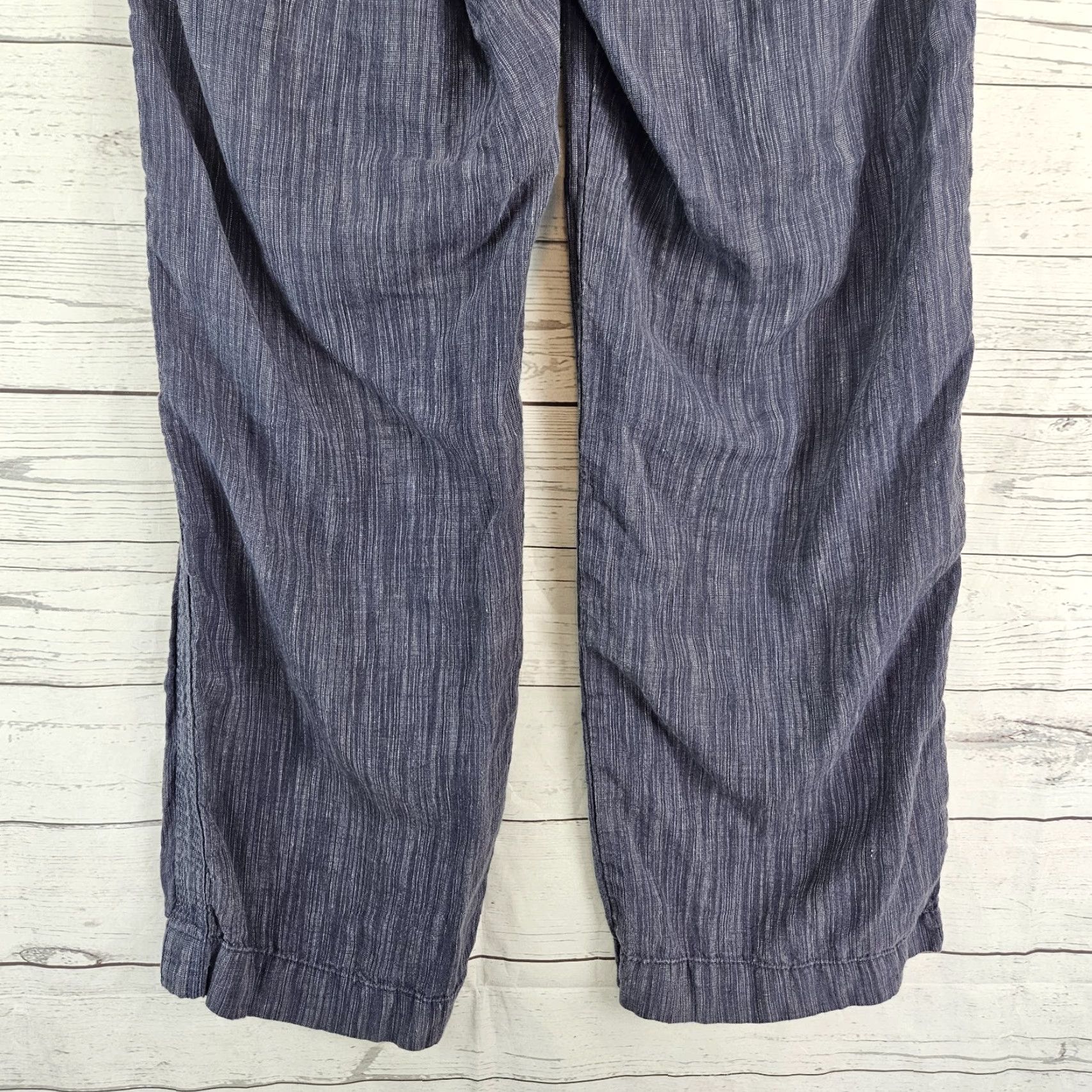 Athleta Athleta Womens Cabo Textured Wide Leg Linen Pants Sz 6 Blue Pull On Pockets Size 28" / US 6 / IT 42 - 5 Thumbnail