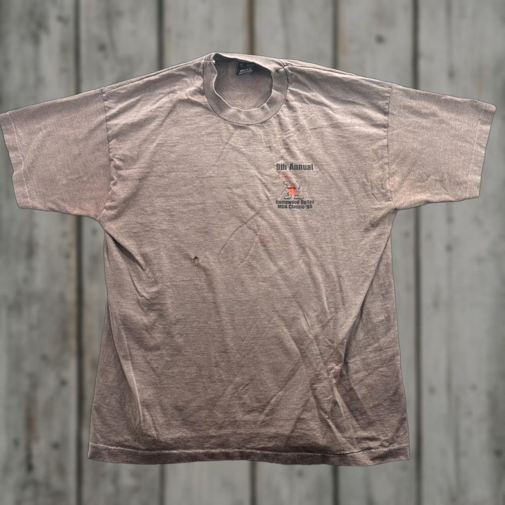 Fruit Of The Loom VINTAGE Here Comes The Sun Shirt Mens XL Brown MDA Classic 95 Volleyball USA Shirt Mens XL Brown 90s Sports Graphic Print Size US XL / EU 56 / 4 - 1 Thumbnail