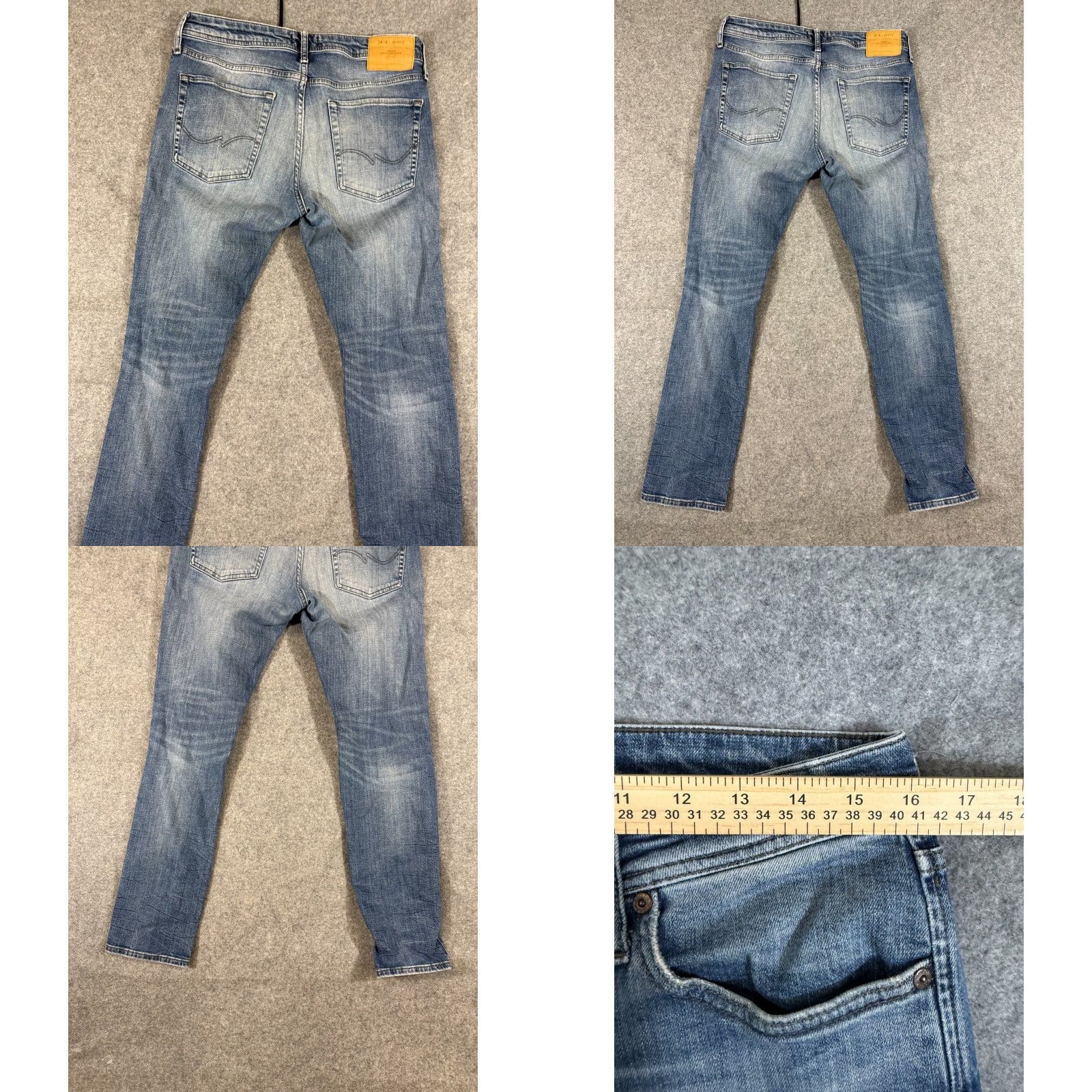 Jack & Jones JACK & JONES Jeans Mens 33/32 Blue Denim Slim Glenn Fit Button Fly Whisker Pockets Casual Streetwear Jeans Mens Size US 33 - 9 Thumbnail