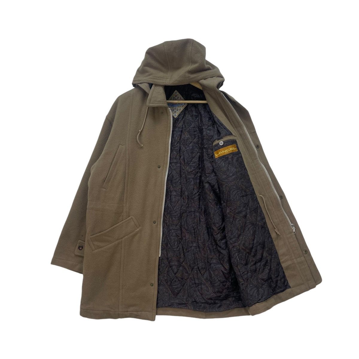 Autumn Cashmere × Designer × Lancel 💥Vintage Lancel Paris Wool Long Coat Detachable Hoodie Size US M / EU 48-50 / 2 - 1 Thumbnail