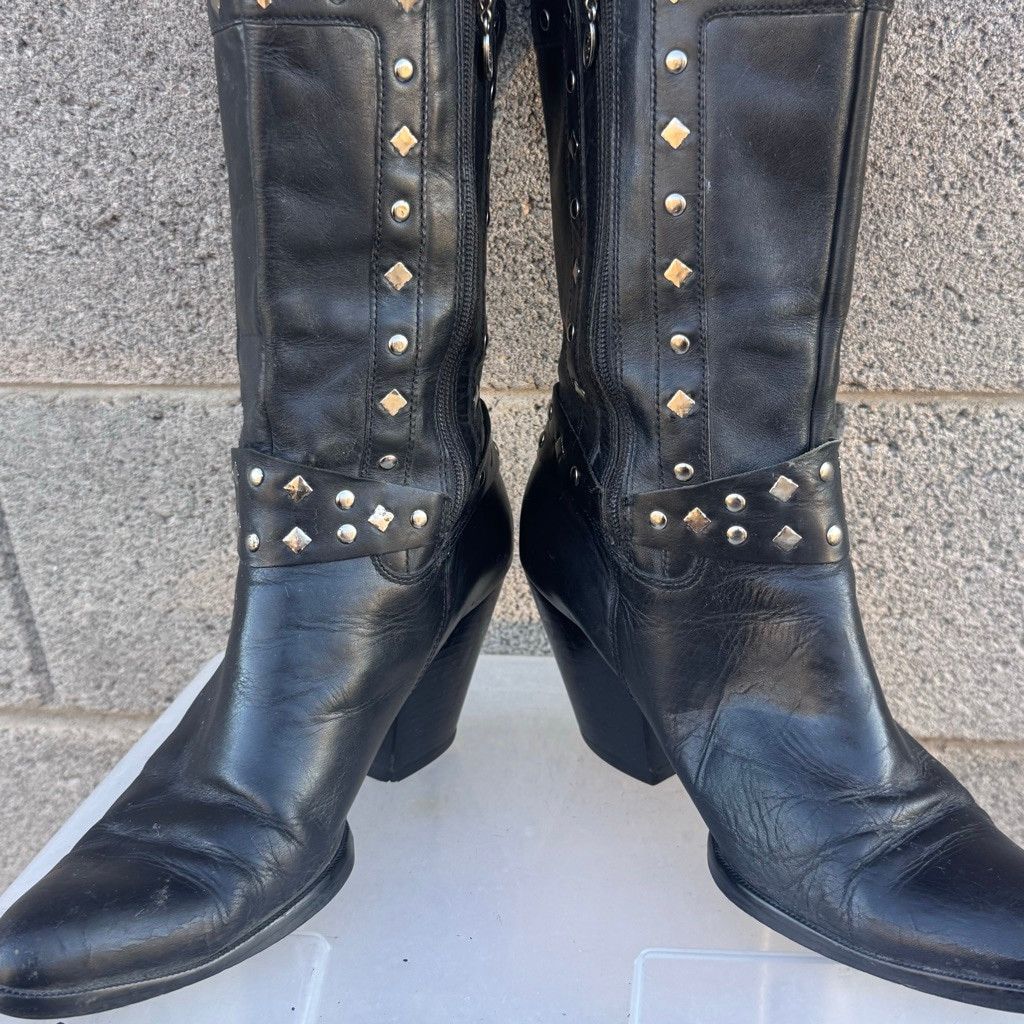 Harley Davidson Harley-Davidson Black Studded Heeled Boots Size 10 Size US 10 / IT 40 - 2 Thumbnail