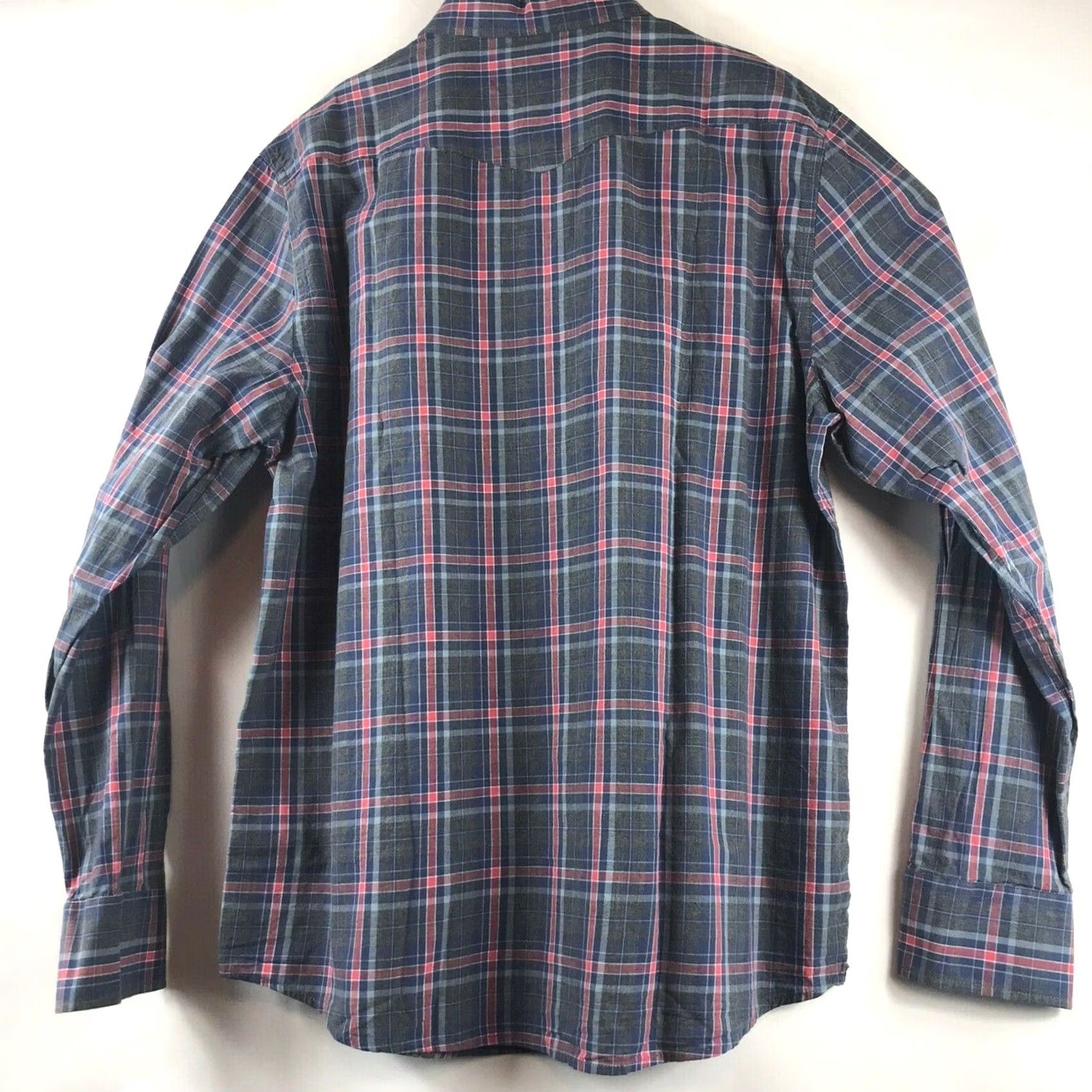Flag & Anthem Flag & Anthem Shirt Mens M Pearl Snap Long Sleeve Western Gray Plaid Cotton Button-Up N/A Size US M / EU 48-50 / 2 - 5 Thumbnail