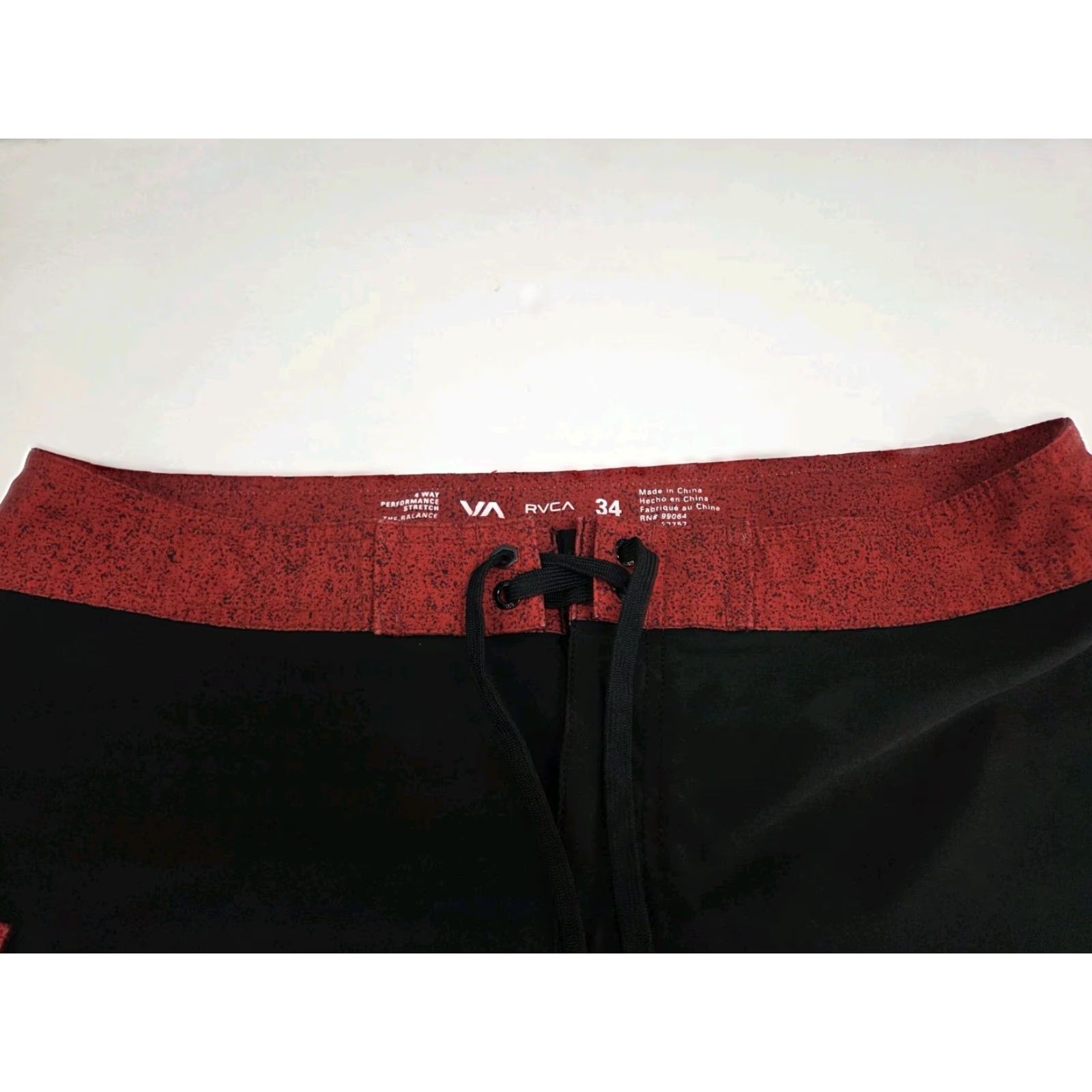RVCA RVCA Board Shorts Black/Red 34 Surfer 4 Way Stretch Side Pocket Zip Mens Bottom Beach Band Swimwear Size US 34 / EU 50 - 4 Thumbnail