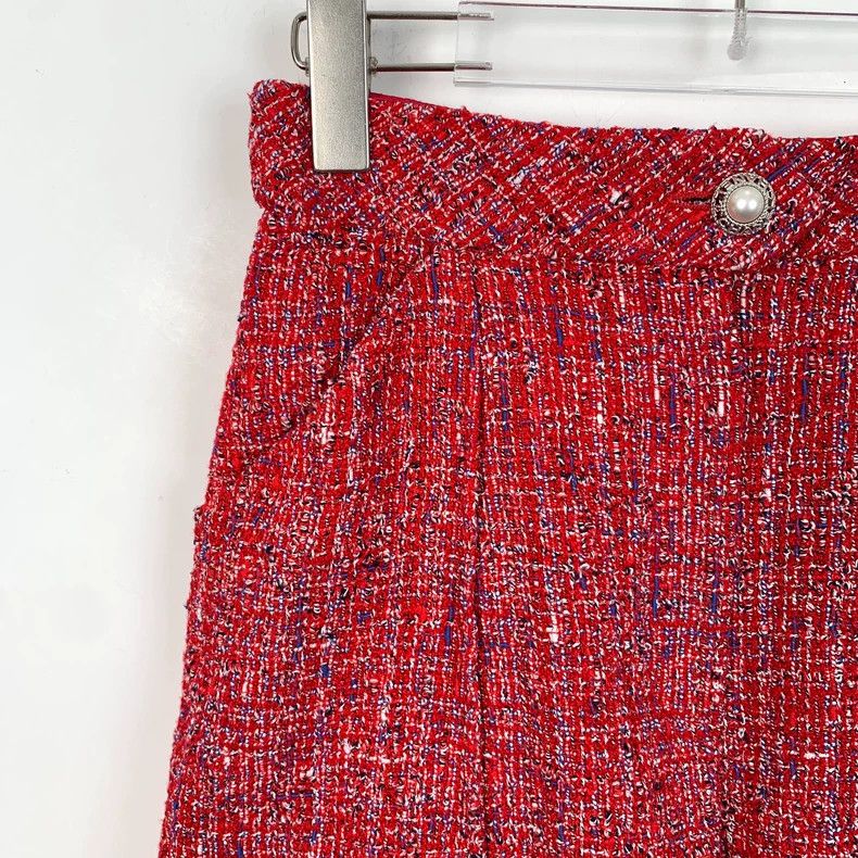 Chanel ChanelRed pearl buckled cotton braided tweed shorts 2503-Ne Size 24" / US 00 / IT 34 - 3 Thumbnail
