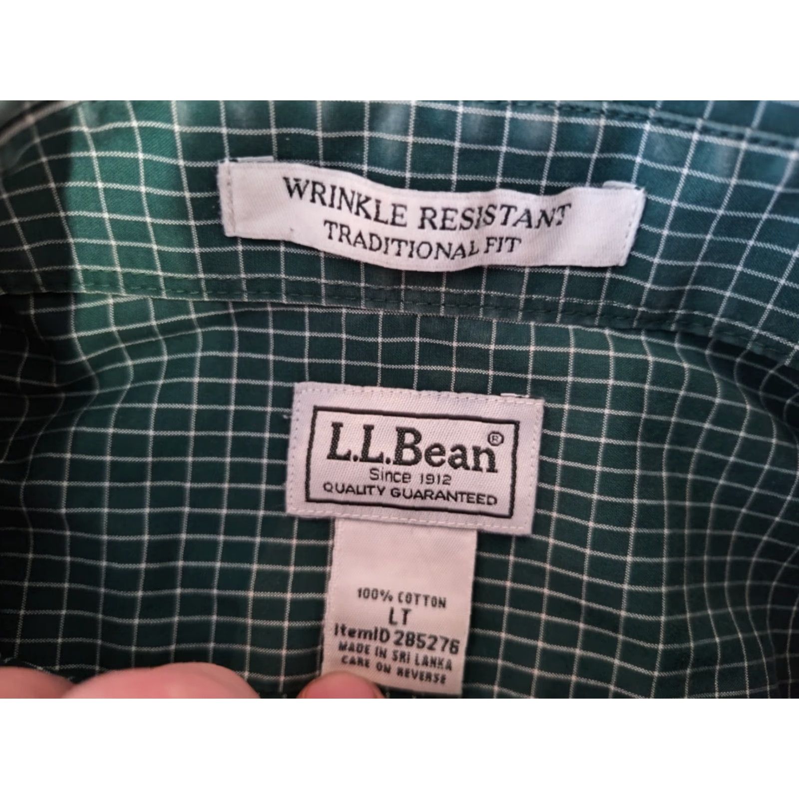 Vintage LL Bean Button-Down Shirt | Mens XL Tall | Green Plaid Flannel | 100% Cotton | Long Sleeve Size US XL / EU 56 / 4 - 5 Thumbnail