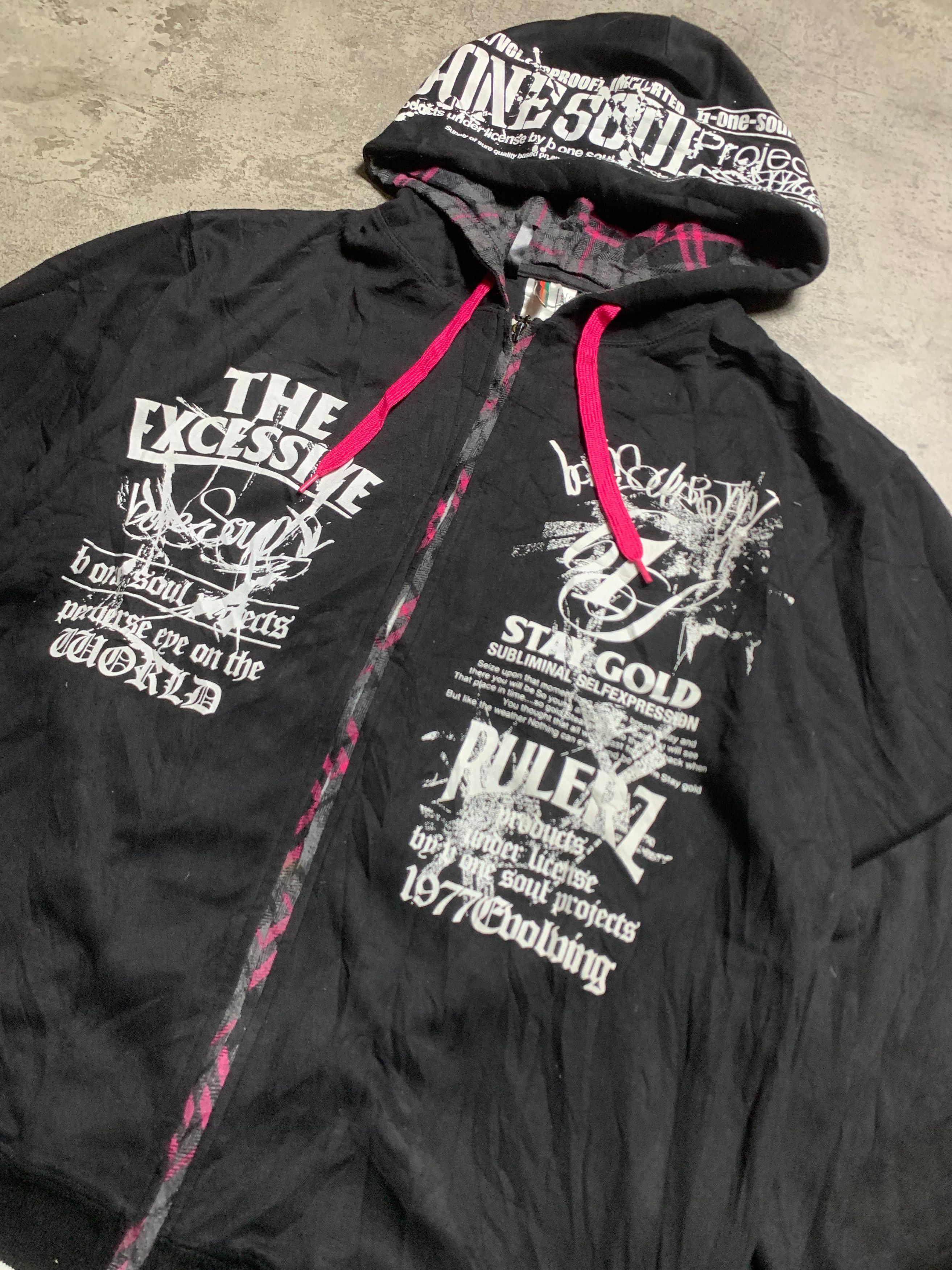 Japanese Brand Y2K B One Soul Japanese Poem Punk Style Black Zip Hoodie Size US M / EU 48-50 / 2 - 3 Thumbnail