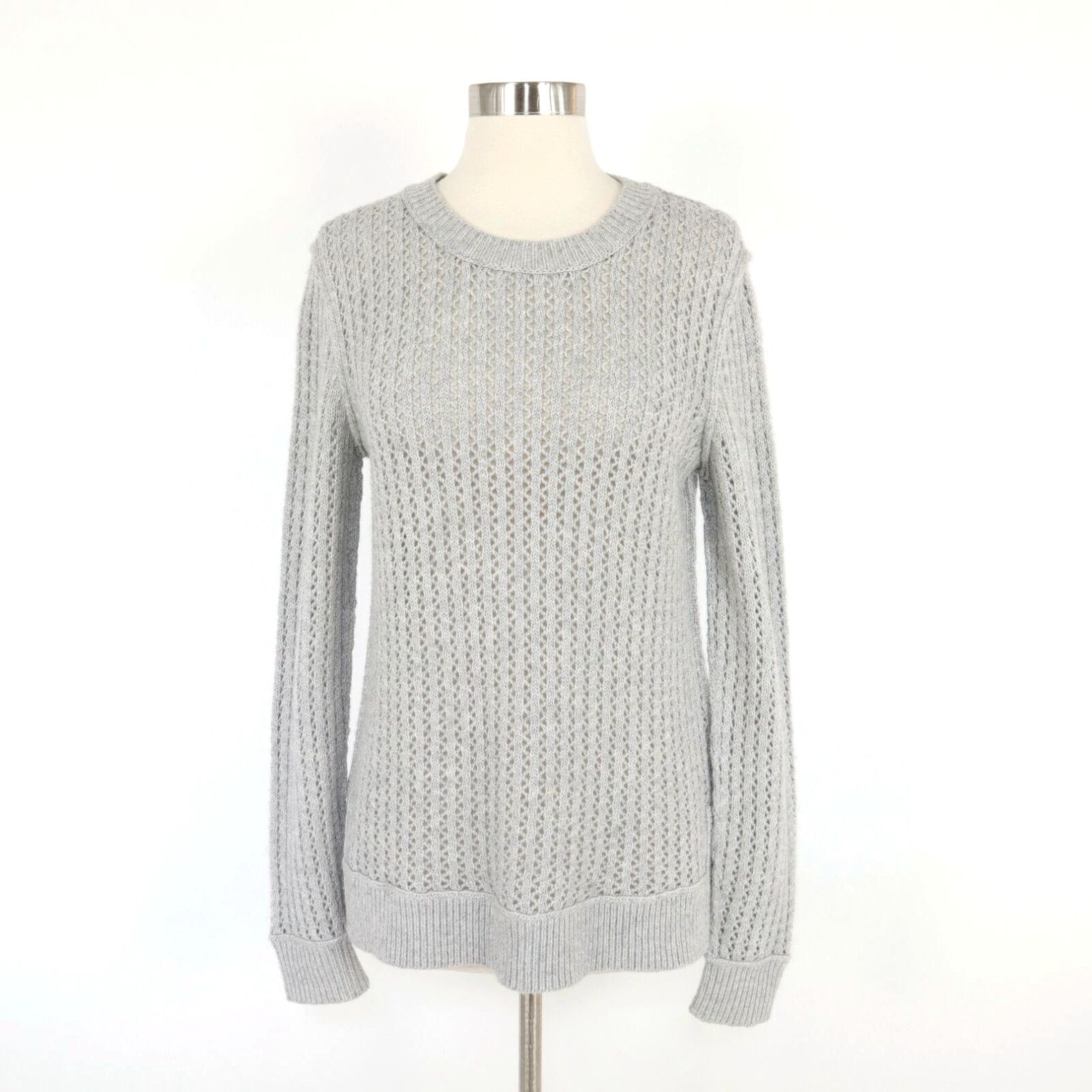 image of Michael Kors Collection Cashmere Sweater Pullover S Small Open Weave Pearl Gray in White, Women's