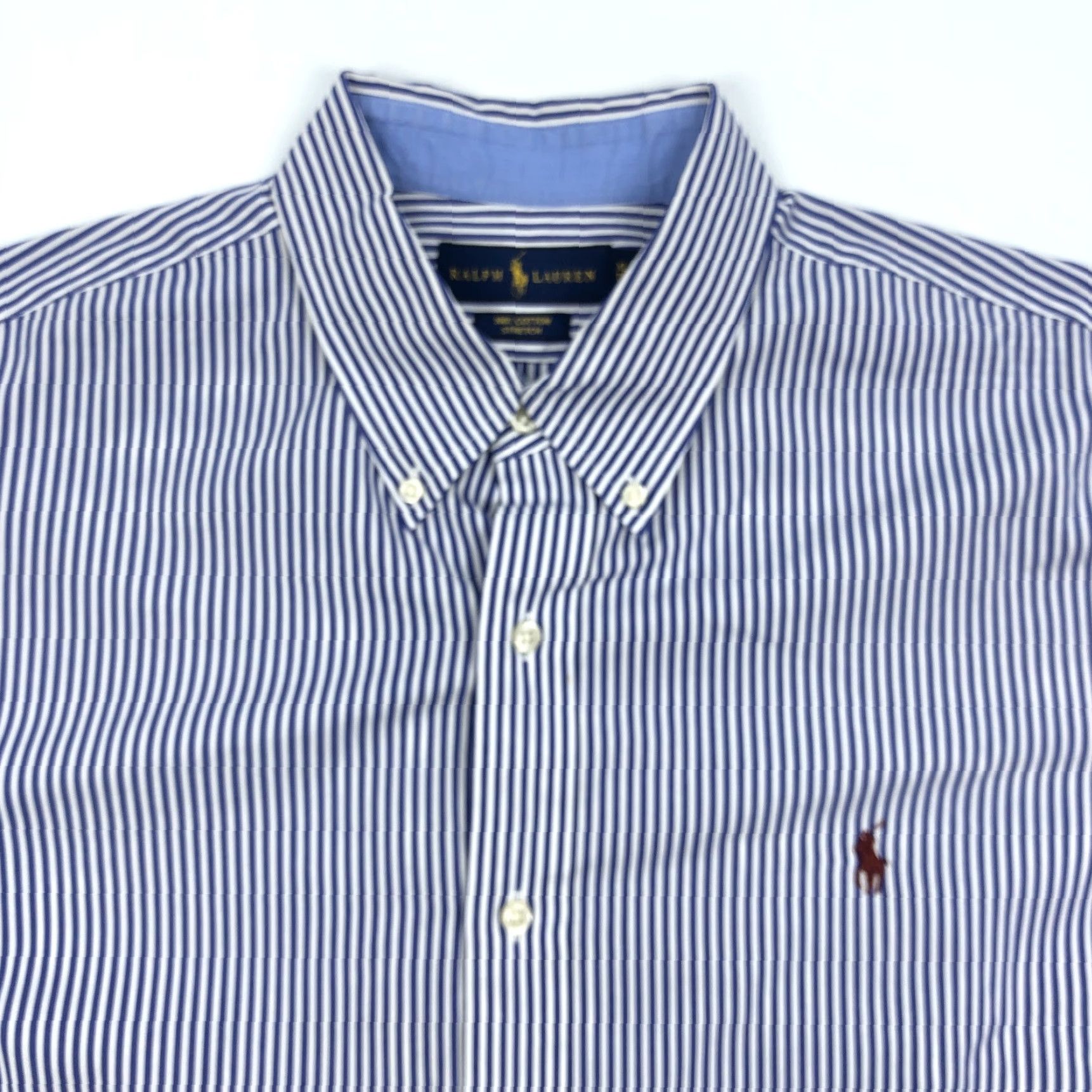 Ralph Lauren Ralph Lauren Men's XL Button-Down Shirt Striped Blue White 100% Cotton Stretch Size US XL / EU 56 / 4 - 4 Thumbnail