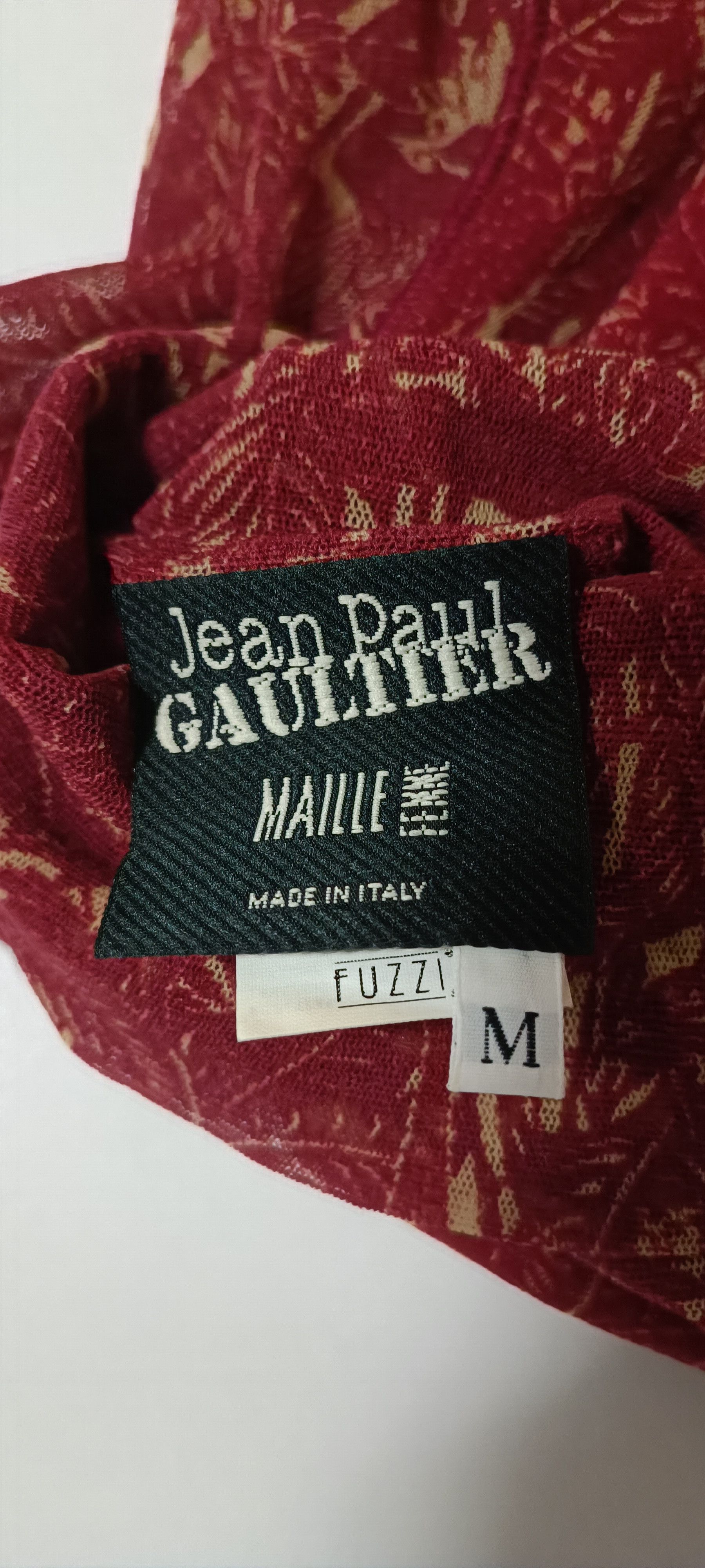Jean Paul Gaultier Maroon maxi dress with figures in cream tones. Size M / US 6-8 / IT 42-44 - 4 Thumbnail