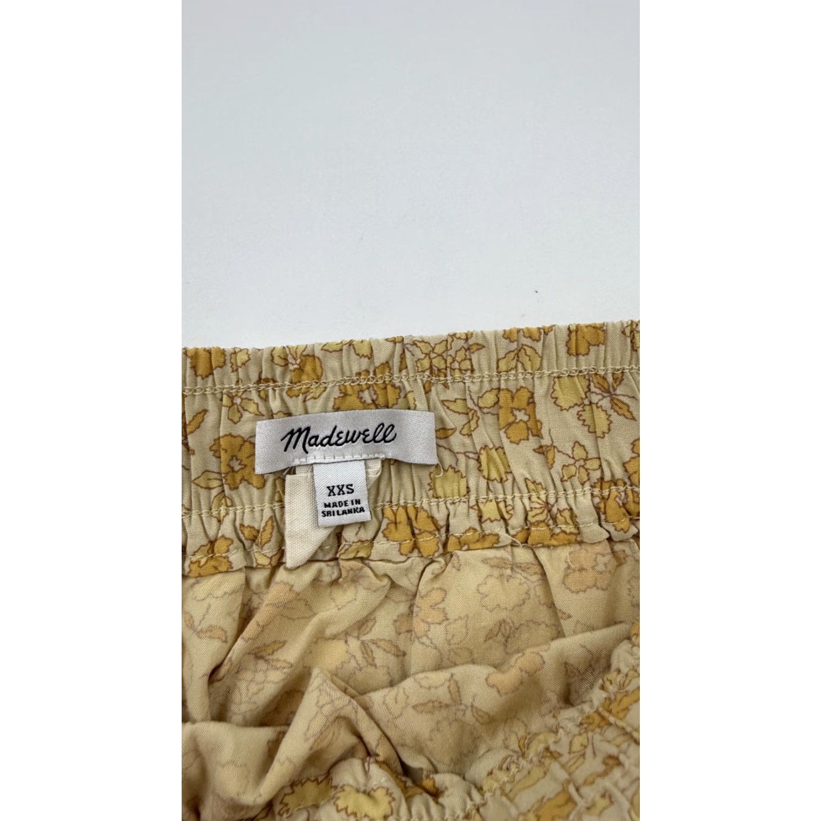 Madewell Madewell Skirt Women Short A-Line 2XS Beige Yellow Floral Mini Elastic Waist Ruffle Hem Viscose Casual Womens Size 24" / US 00 / IT 34 - 4 Thumbnail