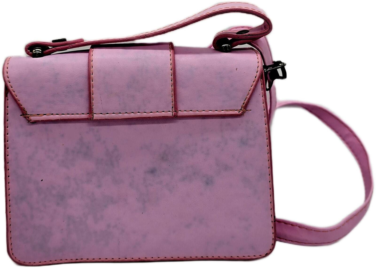 The Unbranded Brand Stylish Pink Faux Leather Shoulder Bag with Buckle Detail Size ONE SIZE - 2 Thumbnail