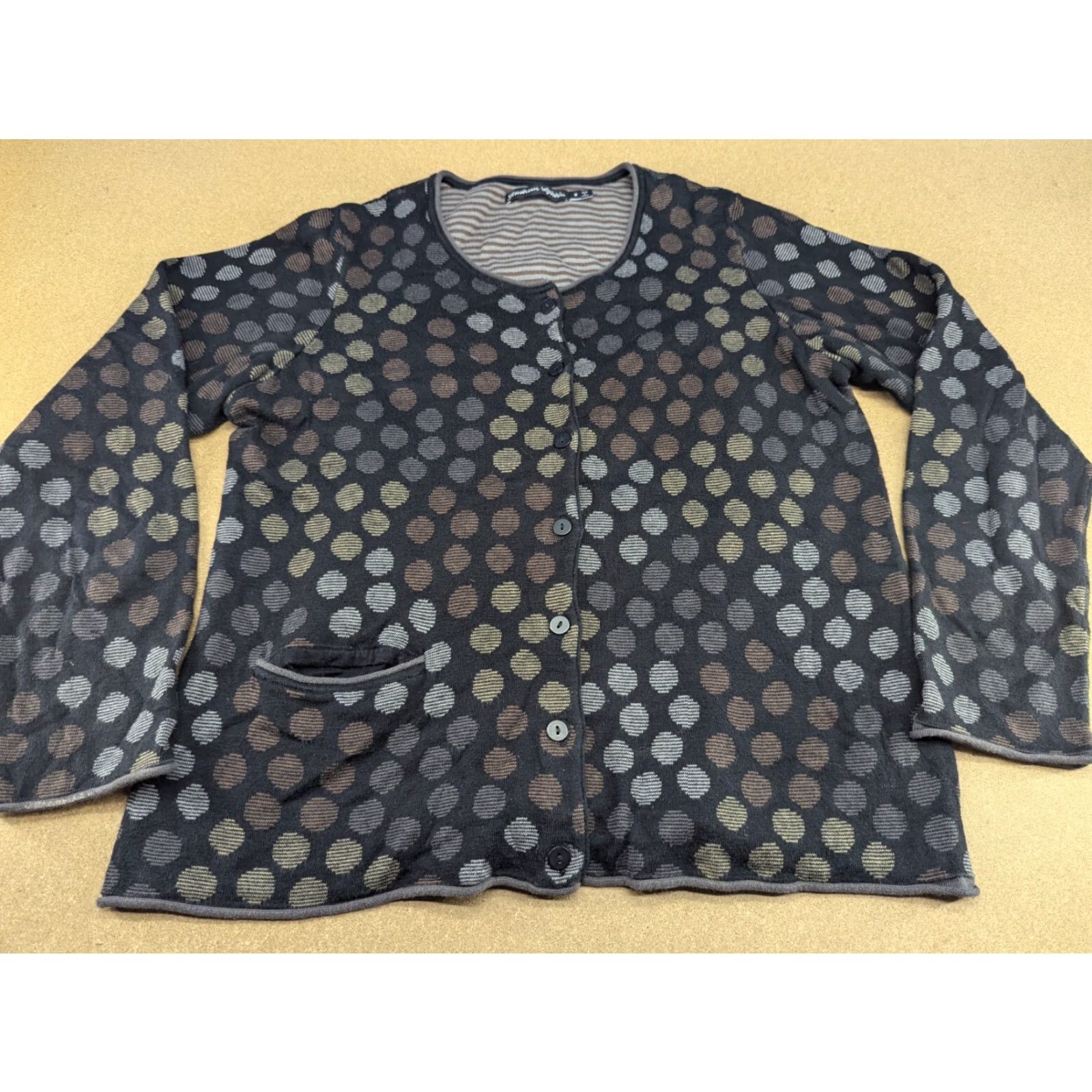 Vintage Gudrun Sjoden Cardigan Jacquard Knit Polka Dot Organic Cotton Size M Womens Sporty Athletic Knit Breathable Moisture Wicking EUC Size M / US 6-8 / IT 42-44 - 2 Thumbnail
