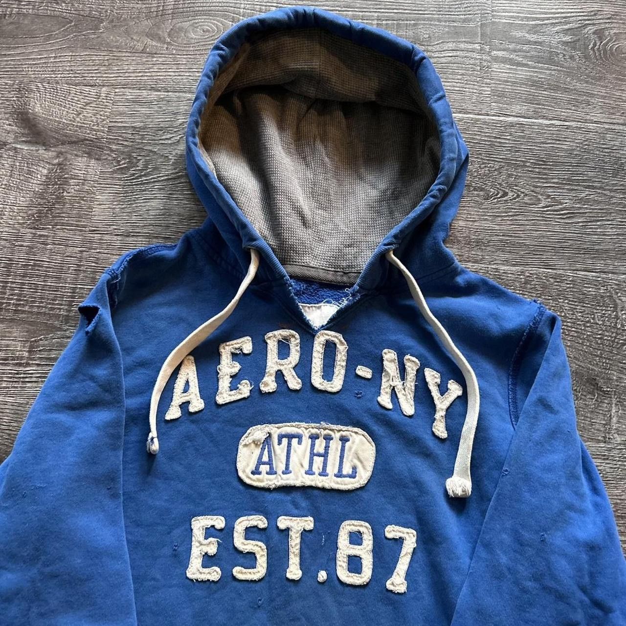 Aeropostale 2000s Aero NYC Hoodie Aeropostale Y2K EmbroideredThermalHood Size US M / EU 48-50 / 2 - 2 Thumbnail