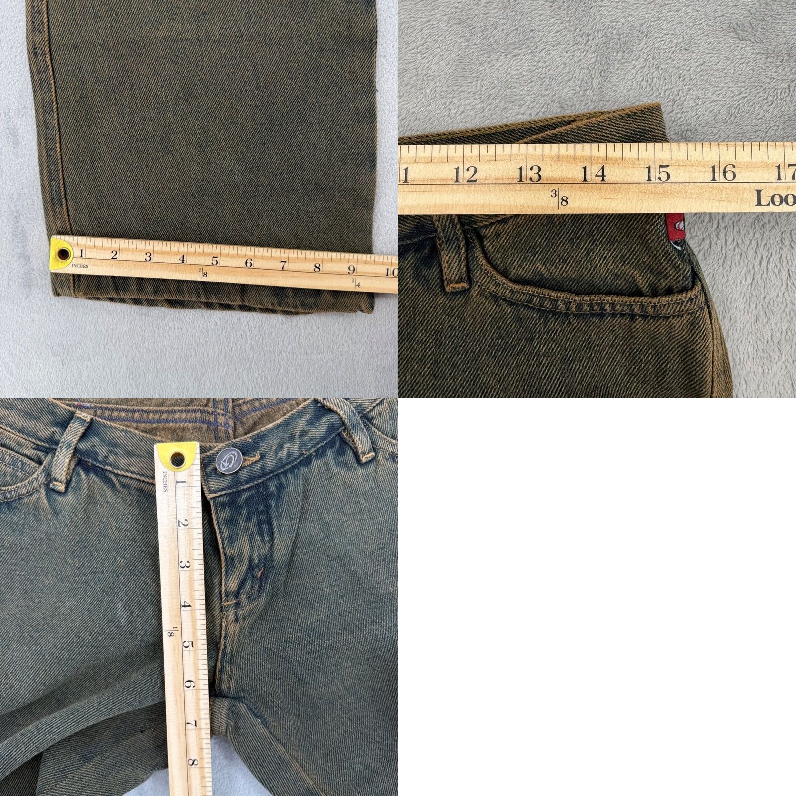 Olive VINTAGE Floral Embroidered Sequin Tinted Wash Flare Jeans Olive Brown Size 6 Size 28" / US 6 / IT 42 - 10 Thumbnail
