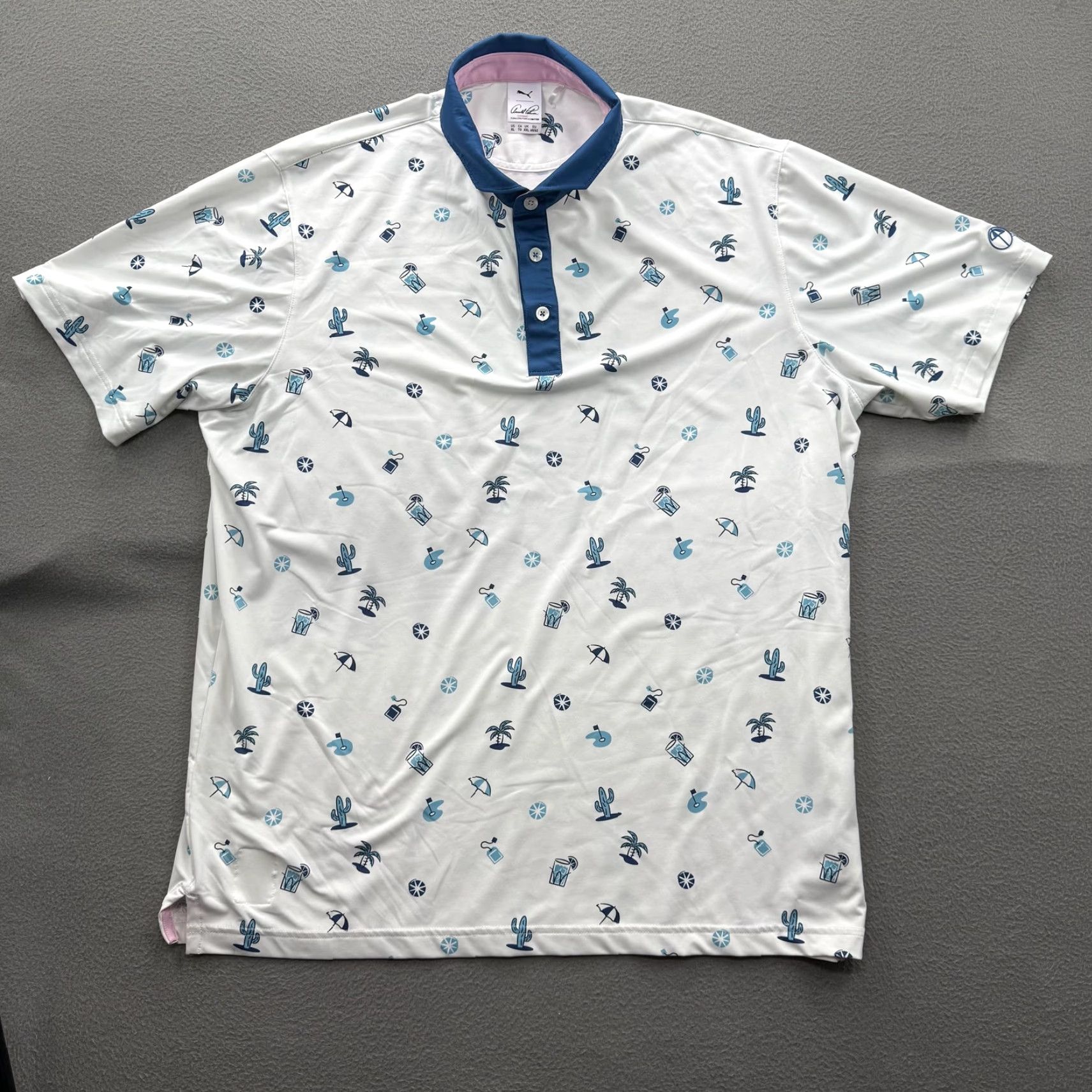Puma Puma Arnold Palmer Polo Shirt Mens XL White Tropical Golf Performance Stretch Shirt Size US XL / EU 56 / 4 - 2 Thumbnail