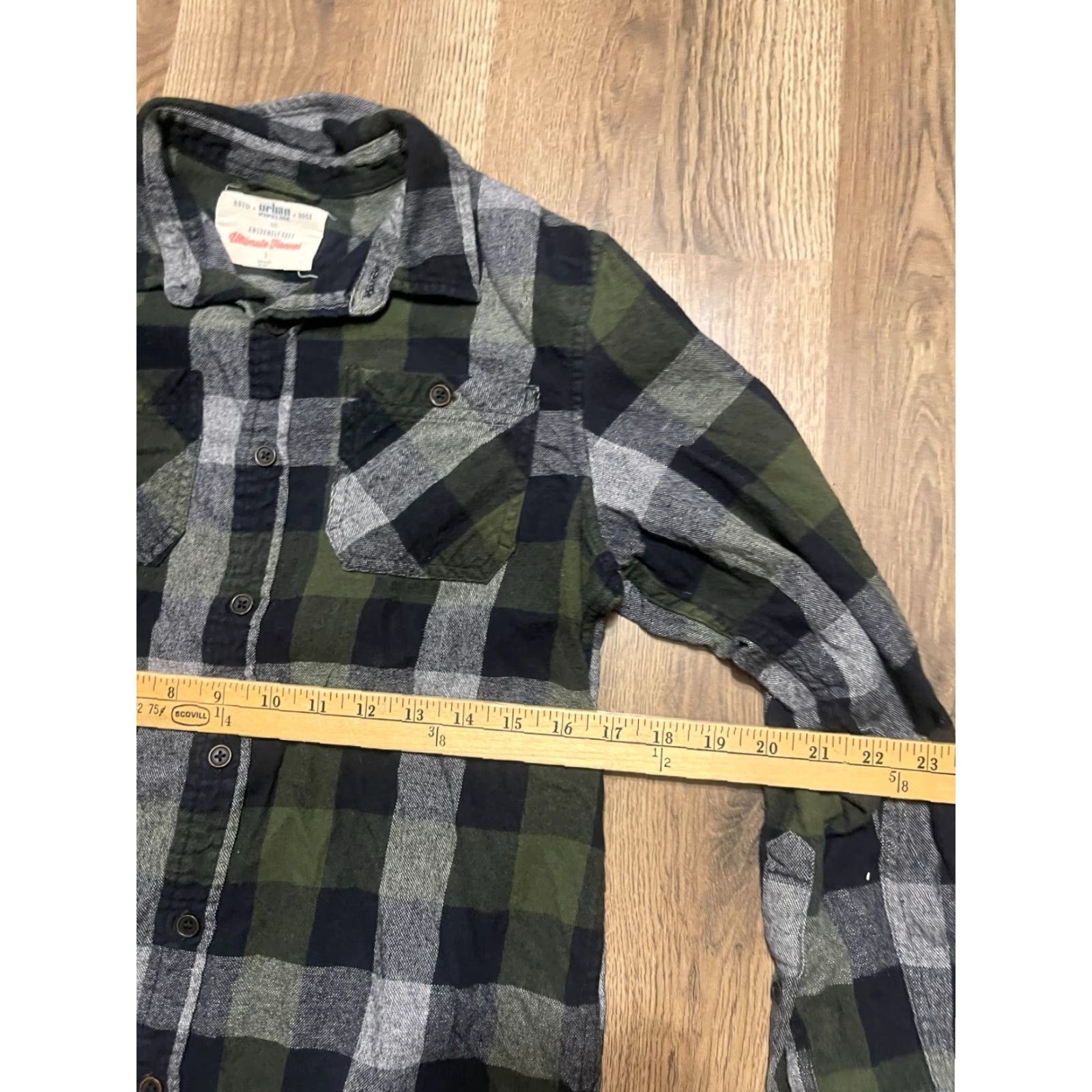 Vintage Urban Pipeline Shirt Mens Large Green Black Plaid Button Up Flannel Casual Size US L / EU 52-54 / 3 - 5 Thumbnail