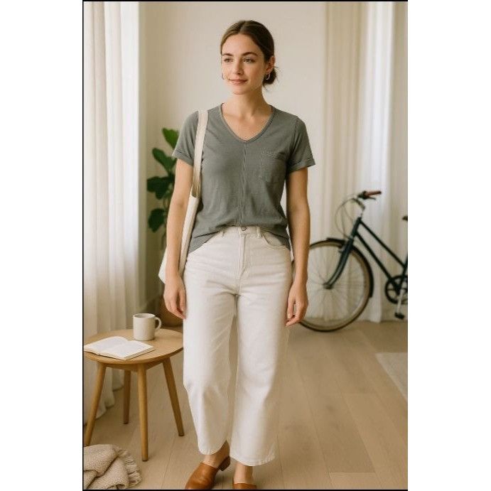 Other Left of Center XS Gray V-Neck Tee USA Made Anthropologie Poc Size XS / US 0-2 / IT 36-38 - 13 Thumbnail