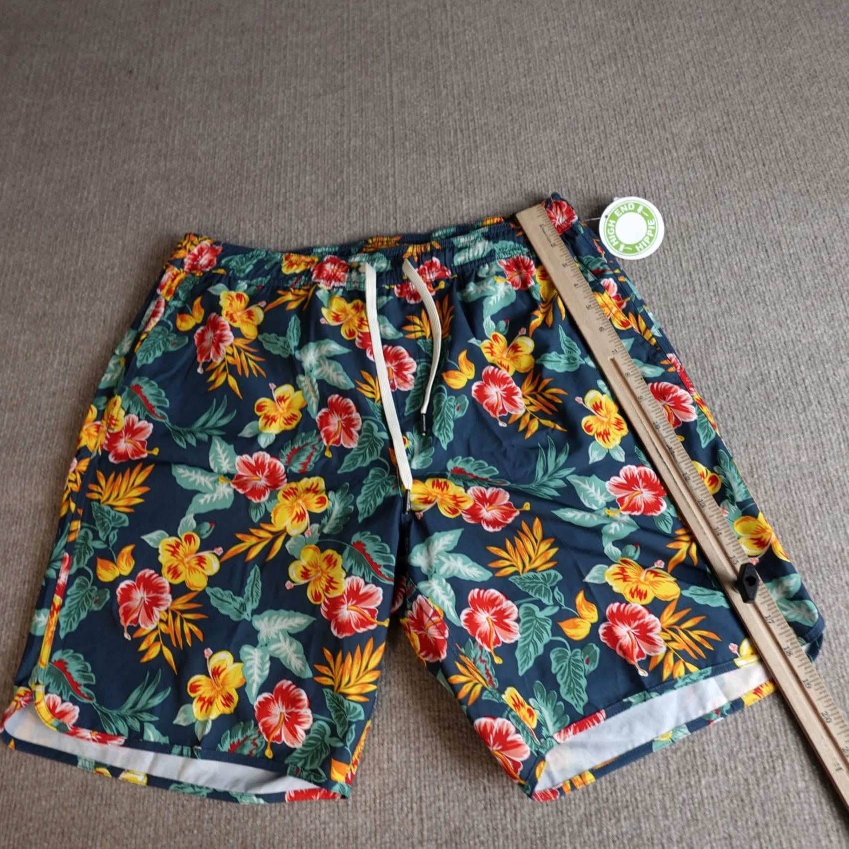 Vintage Fair Harbor Swim Shorts L Blue Floral Drawstring All Over Print NEW Men Bottom Size US 33 - 2 Thumbnail