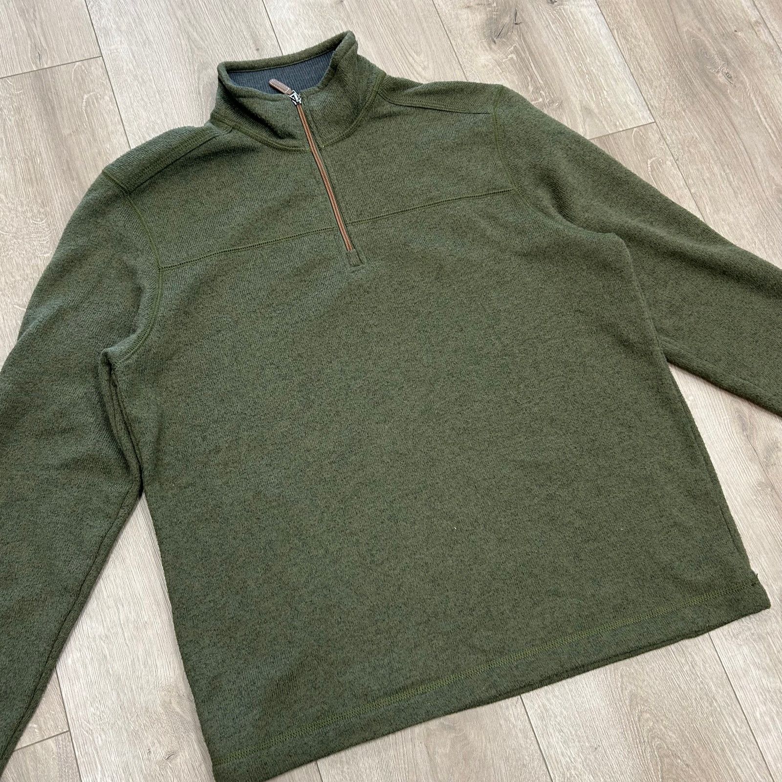 G.H. Bass & Co. GH Bass & Co Green 1/4 Zip Pullover Sweater size Large L B22 Size US L / EU 52-54 / 3 - 2 Thumbnail