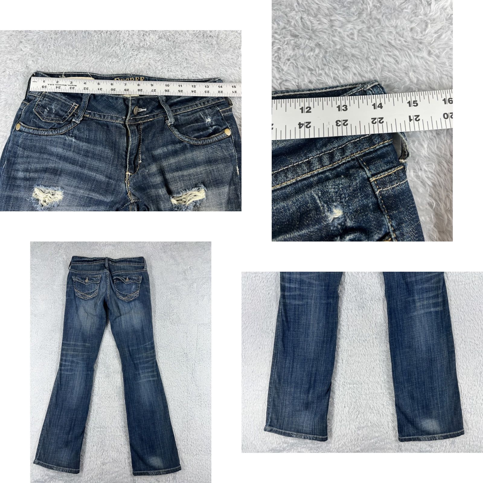 Decree Decree Jeans Womens Denim Bootcut Blue 28x31 5 Pocket Embroidered Regular Waist Cotton Blend Low Rise Zip Size 5 Jeans Mens? Size 27" / US 4 / IT 40 - 9 Thumbnail