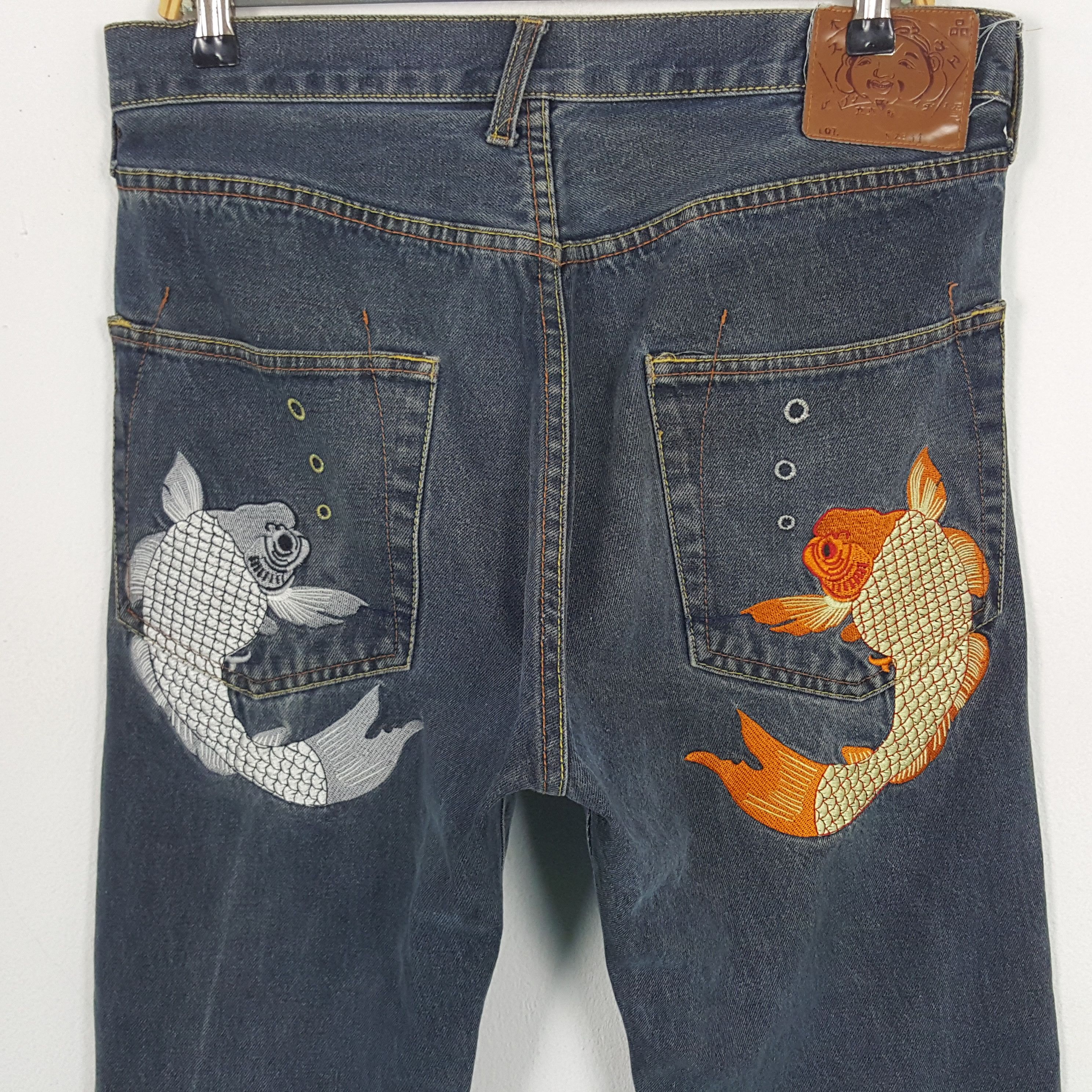 Japanese Brand × Vintage Vintage Evisu Japanese Brand Daicock Custom Art Denim Jeans Size US 33 - 5 Thumbnail