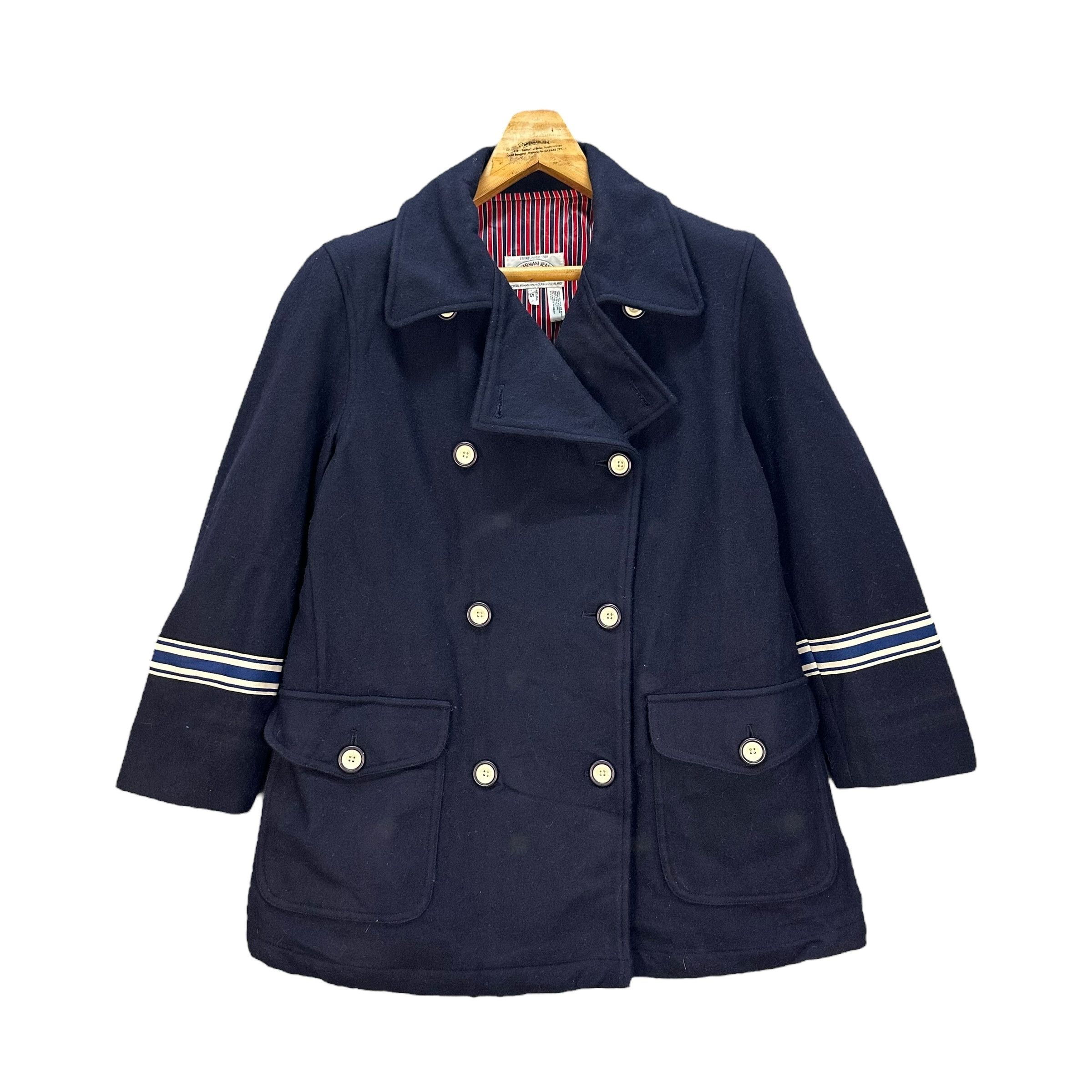 Armani ARAMNI JEANS WOOL RAYON DOUBLE BREASTED COAT #8994-46 Size US S / EU 44-46 / 1 - 1 Thumbnail