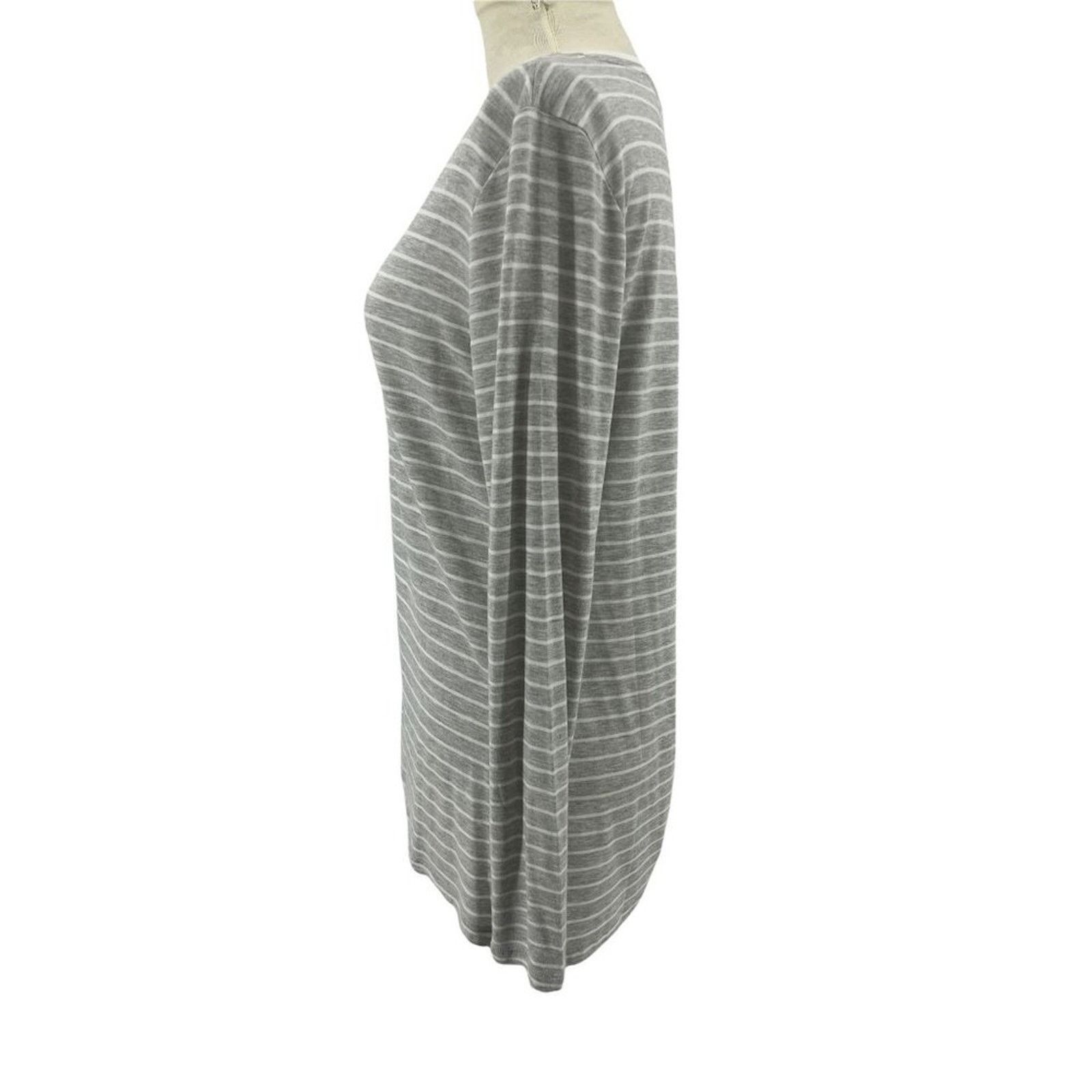 Athleta Athleta Threadlight Striped Long Sleeve Shirt Grey Cream Size S / US 4 / IT 40 - 4 Thumbnail
