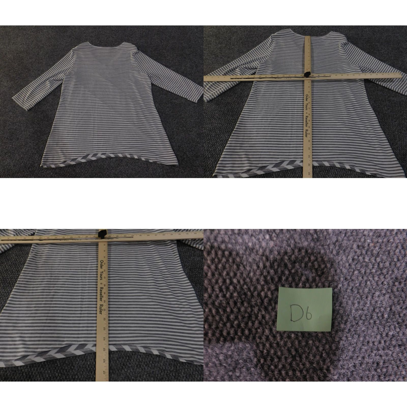 Vintage Alfred Dunner Blouse Womens Small Gray Striped Lace Trim V-Neck Stretch Casual 3/4 Sleeve Size S / US 4 / IT 40 - 9 Thumbnail
