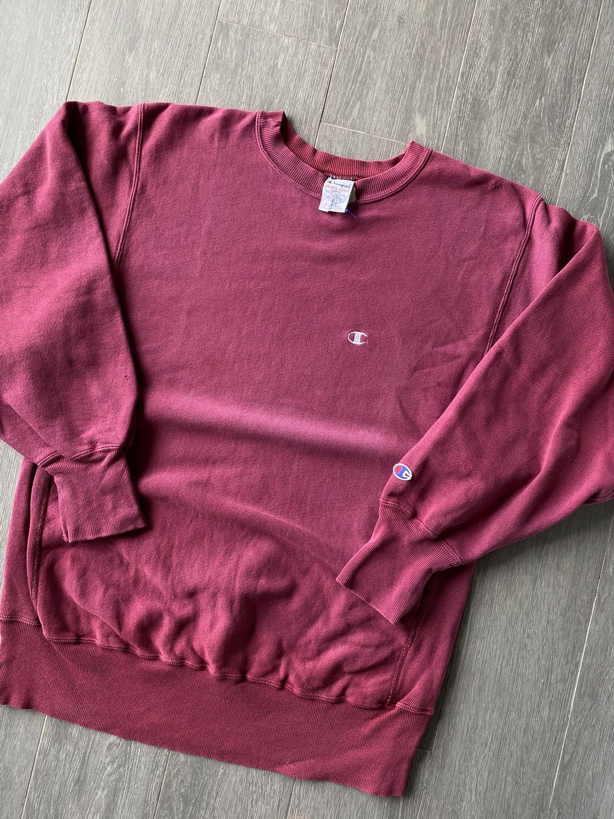 Vintage Vintage 90’s Champion Reverse Weave Burgundy Sweatshirt 🍒🍇 Size US L / EU 52-54 / 3 - 5 Thumbnail